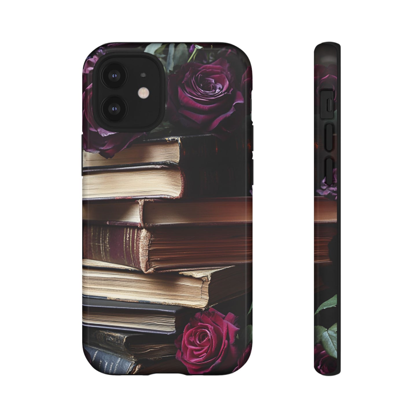 Books and Roses Phone Case - Bookish Dark Academia Phone Cover for iPhone 16 15 14 13 12 11, Samsung Galaxy & Google Pixel