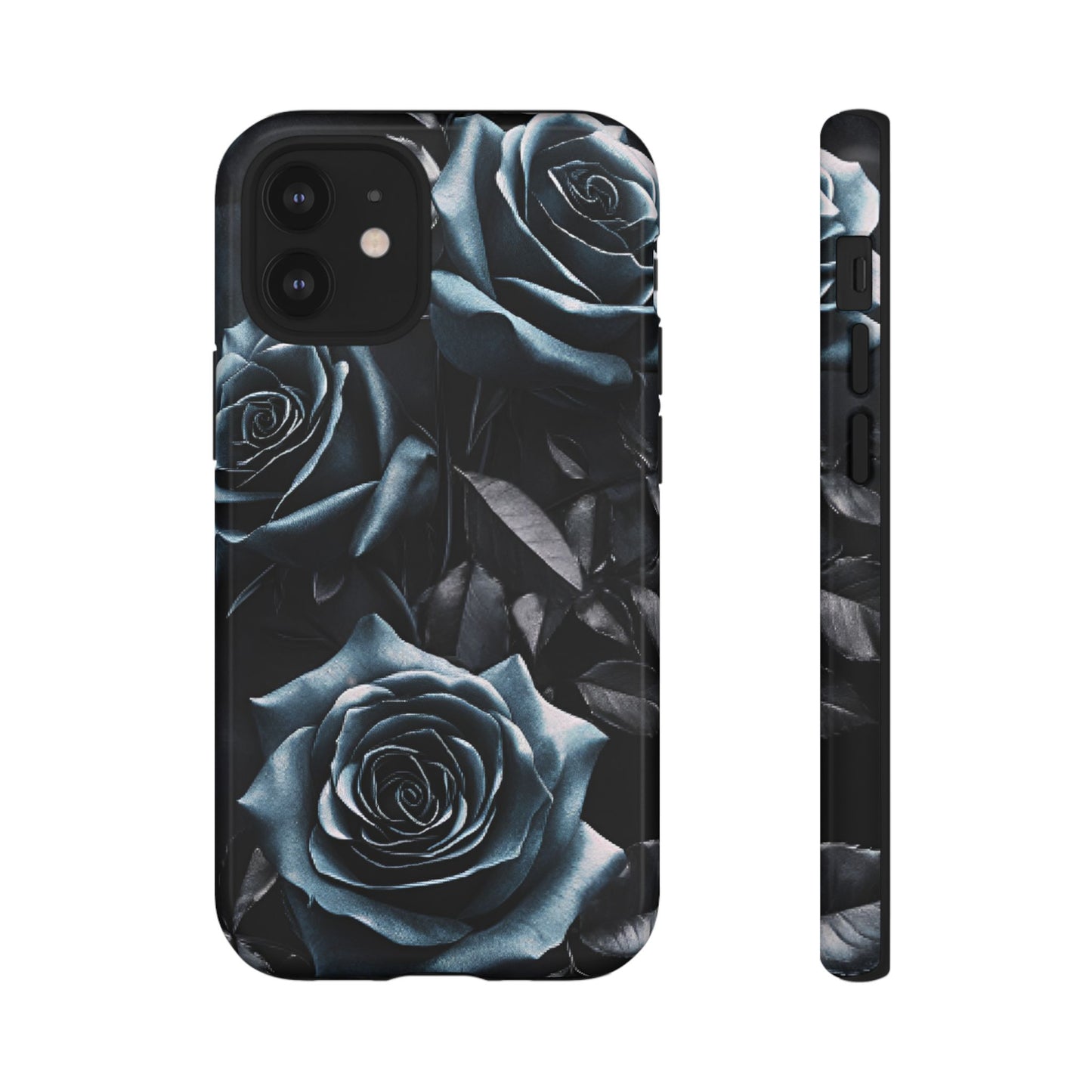 Black and Blue Roses Phone Case - Dark and Moody Gothic Flower Phone Cases for iPhone 16 15 14 13 12 11, Samsung Galaxy & Google Pixel