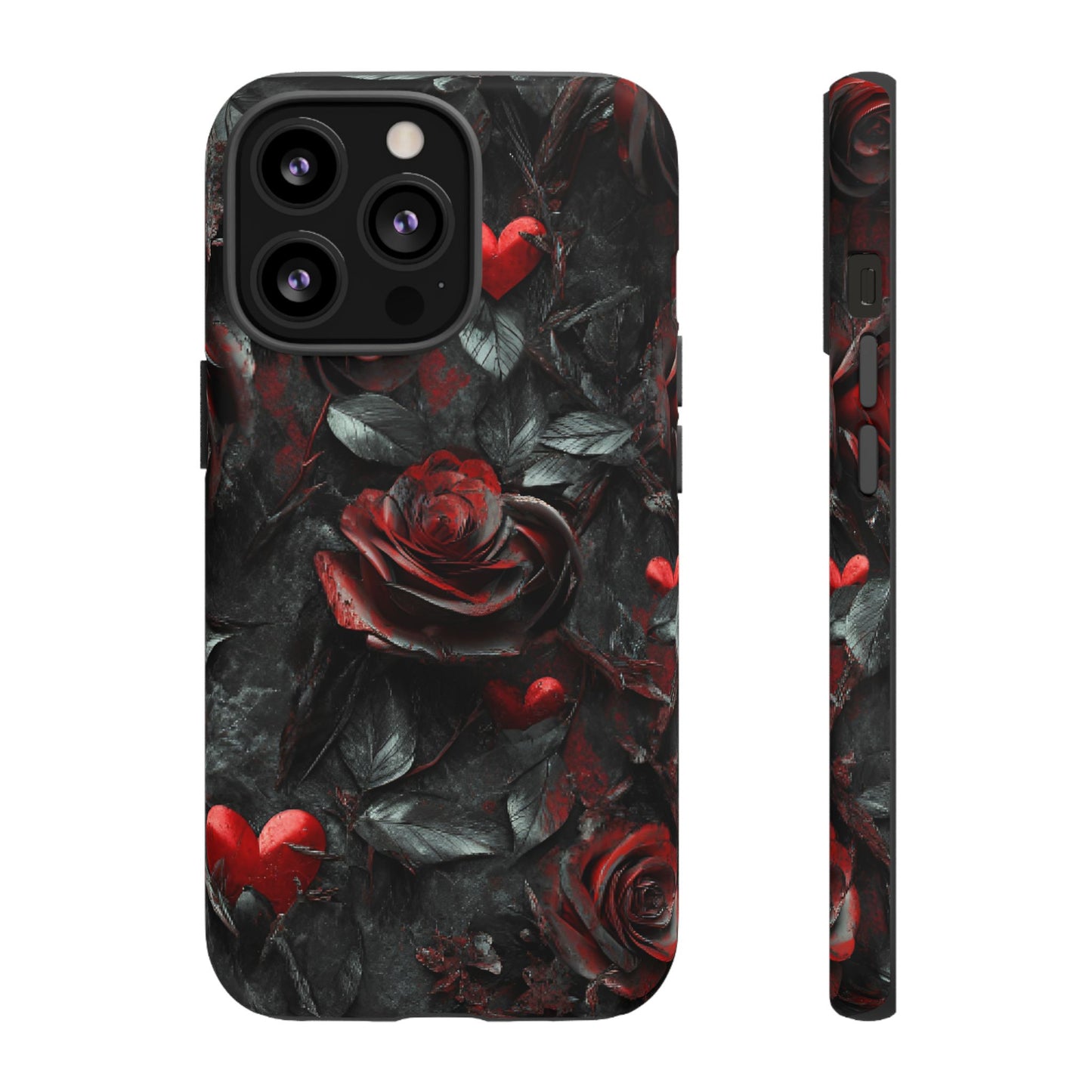 Gothic Valentine Phone Case - Dark Romance Roses and Hearts - iPhone 16 15 14 13 12 11, Samsung Galaxy & Google Pixel Phone Covers