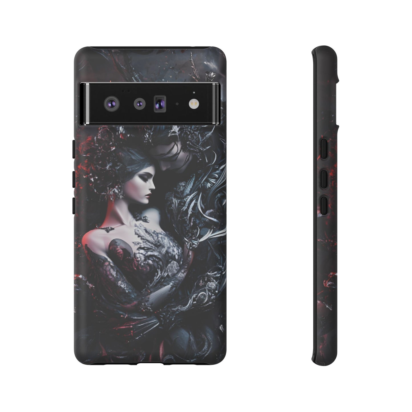 Gothic Couple Phone Case - Victorian Goth Valentine's Day Phone Cases for iPhone 16 15 14 13 12 11, Samsung Galaxy & Google Pixel