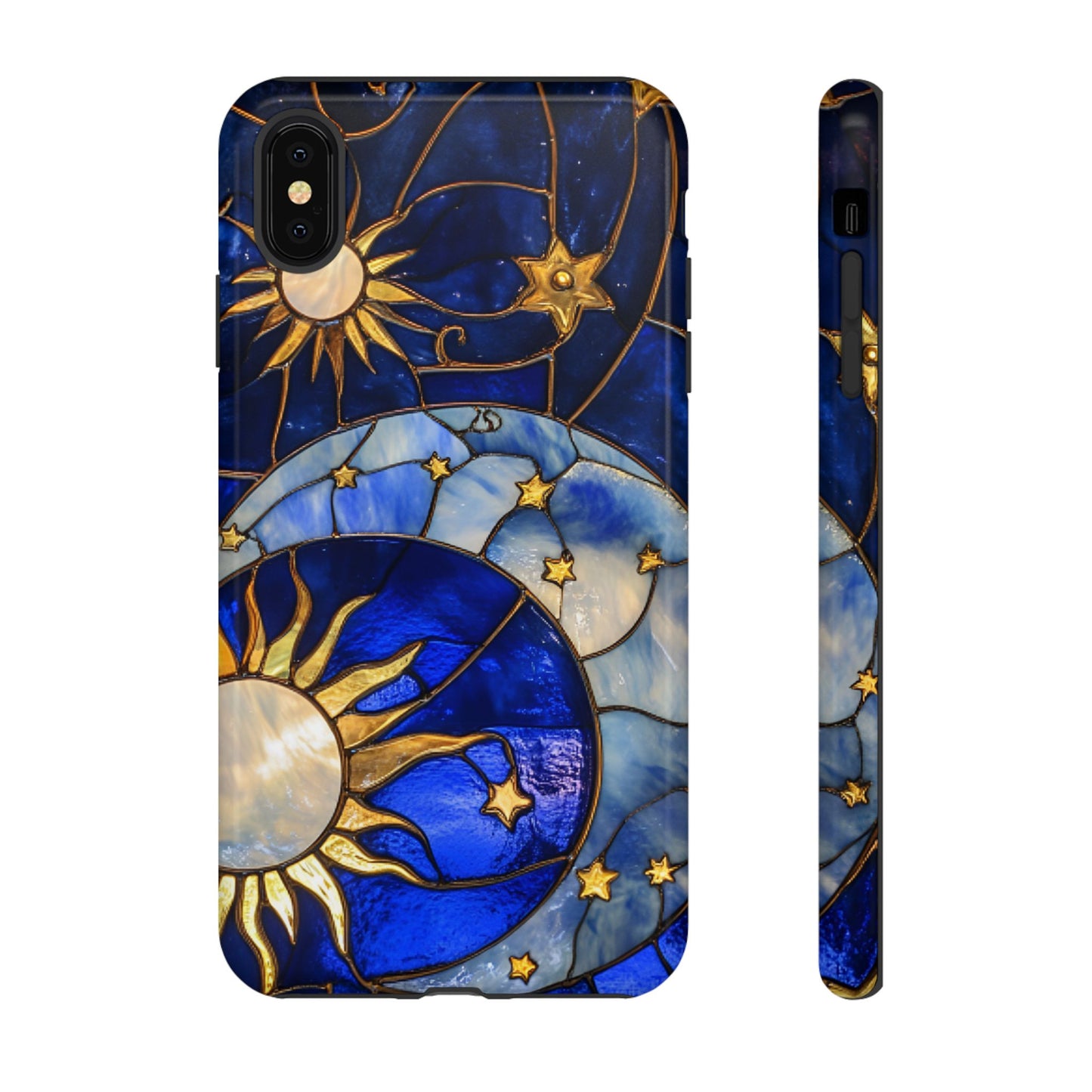 Moon and Sun Stained Glass Phone Case - iPhone 16 15 14 13 12 11, Samsung Galaxy & Google Pixel Phone Covers - Boo and Bewear