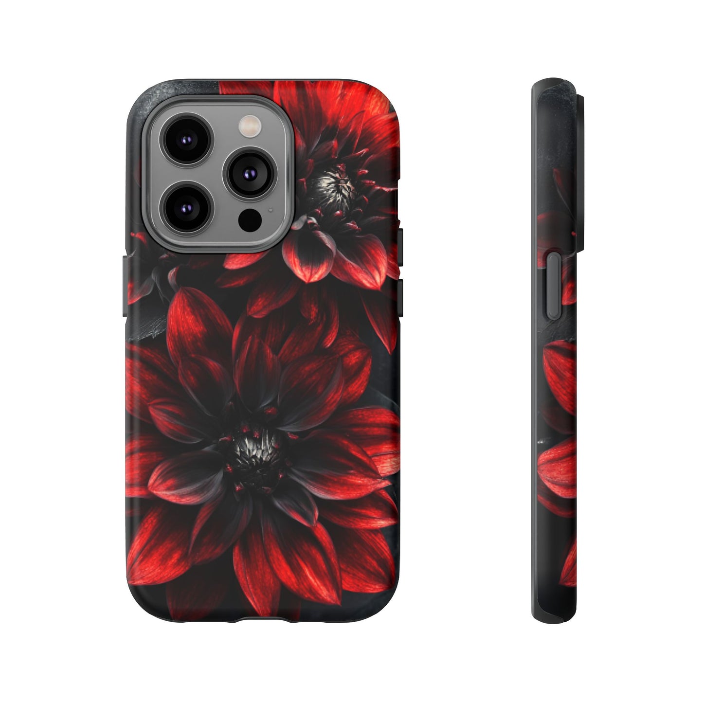 Black and Red Flower Phone Case - Gothic Dark Floral Phone Cases for iPhone 16 15 14 13 12 11, Samsung Galaxy & Google Pixel