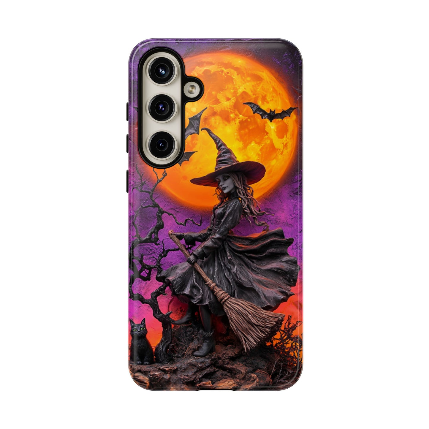 Witch and Bats Phone Case - Witchy Halloween Phone Cases - iPhone 16 15 14 13 12 11, Samsung Galaxy & Google Pixel Phone Covers