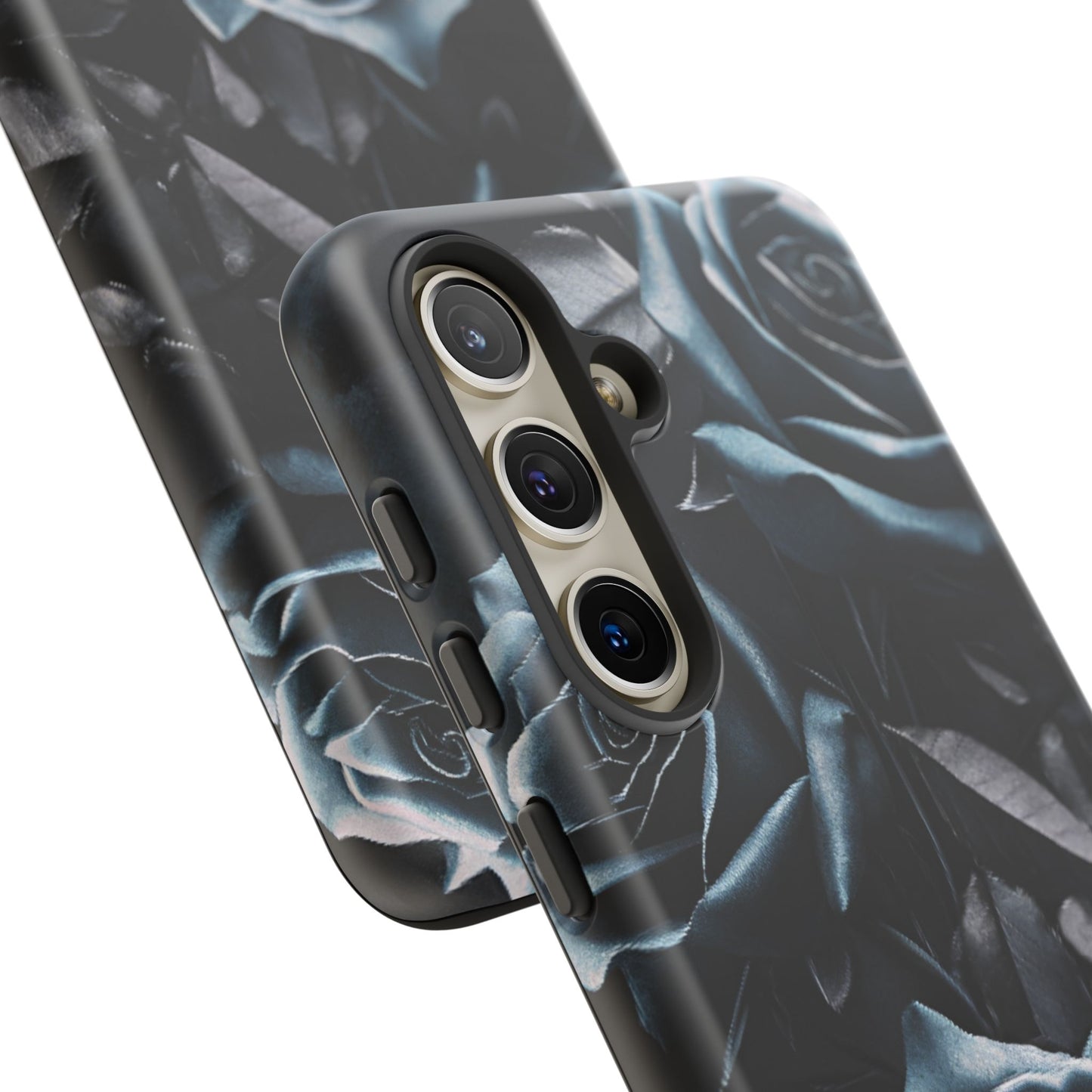 Black and Blue Roses Phone Case - Dark and Moody Gothic Flower Phone Cases for iPhone 16 15 14 13 12 11, Samsung Galaxy & Google Pixel