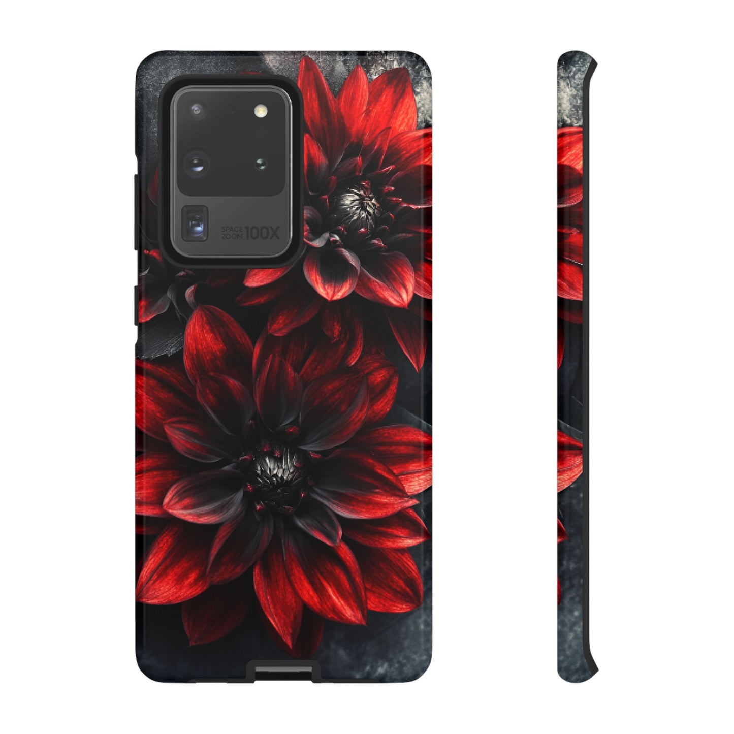 Black and Red Flower Phone Case - Gothic Dark Floral Phone Cases for iPhone 16 15 14 13 12 11, Samsung Galaxy & Google Pixel