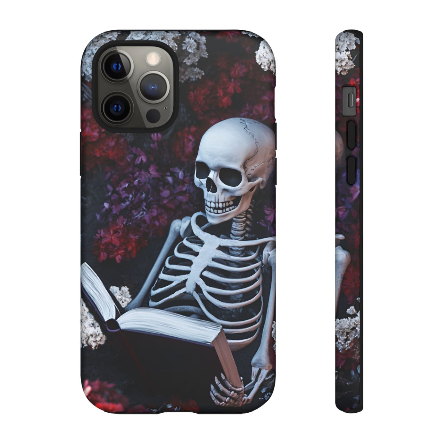 Skeleton Reading Book Phone Case - Bookish Halloween Phone Cases for iPhone 16 15 14 13 12 11, Samsung Galaxy & Google Pixel