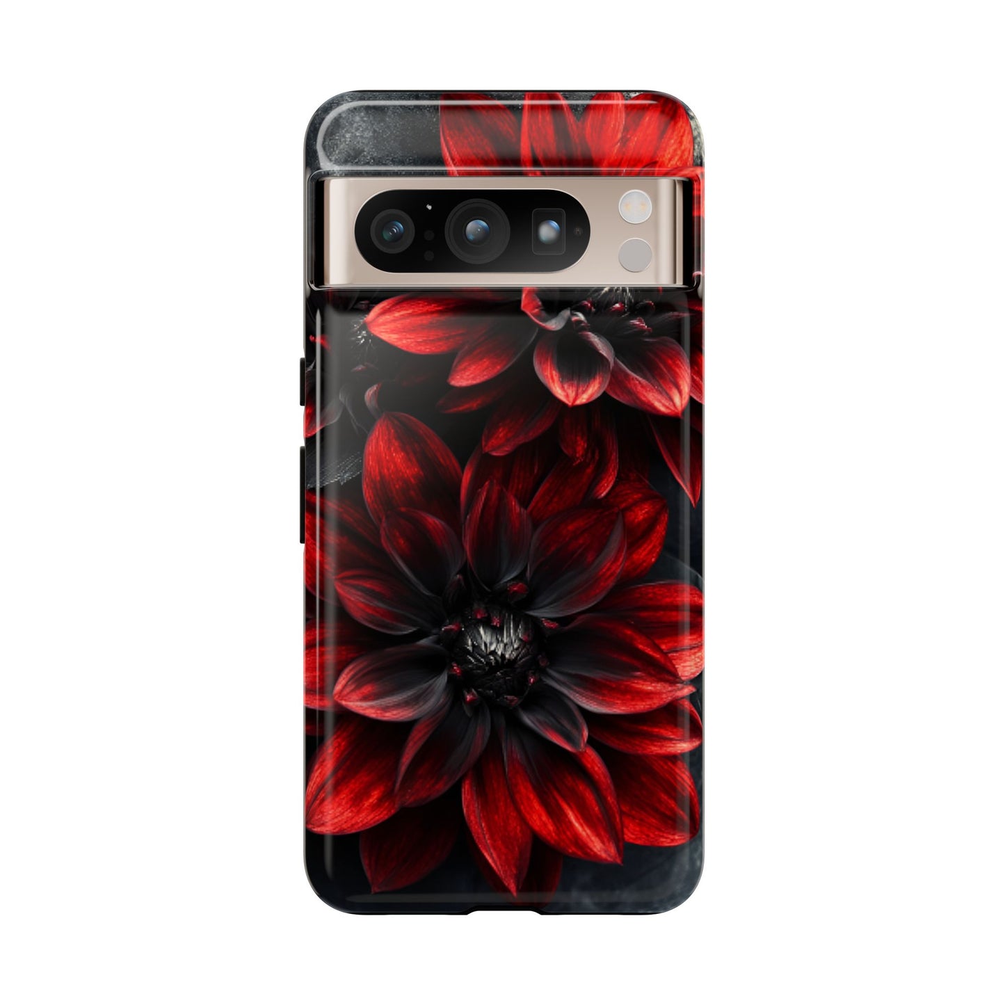 Black and Red Flower Phone Case - Gothic Dark Floral Phone Cases for iPhone 16 15 14 13 12 11, Samsung Galaxy & Google Pixel