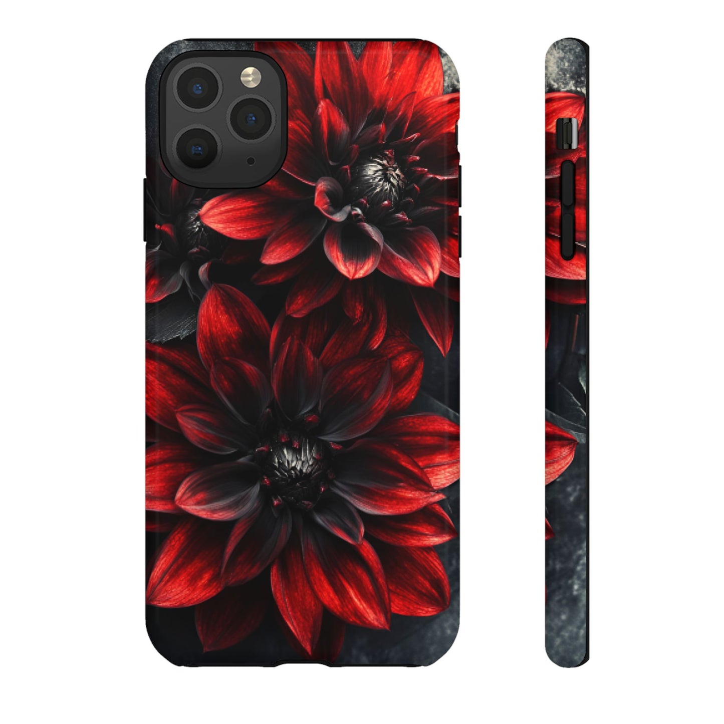 Black and Red Flower Phone Case - Gothic Dark Floral Phone Cases - iPhone 16 15 14 13 12 11, Samsung Galaxy & Google Pixel Phone Covers