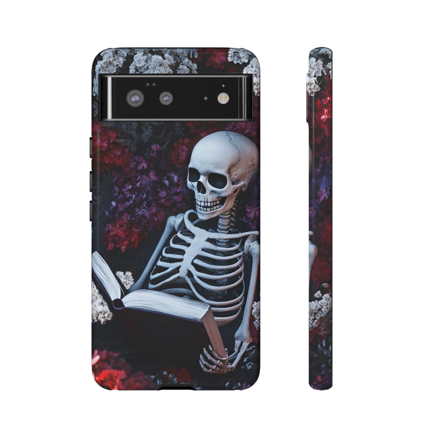 Skeleton Reading Book Phone Case - Bookish Halloween Phone Cases - iPhone 16 15 14 13 12 11, Samsung Galaxy & Google Pixel Phone Covers