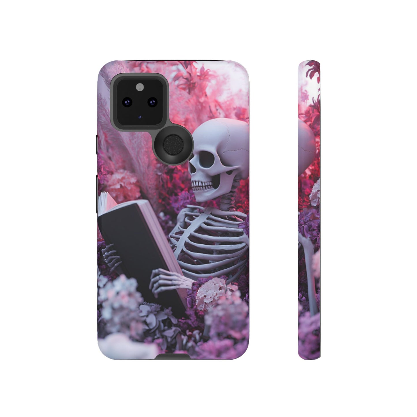 Bookish Skeleton Phone Case - Spooky Floral Halloween Phone Cases for Phone 16 15 14 13 12 11, Samsung Galaxy & Google Pixel