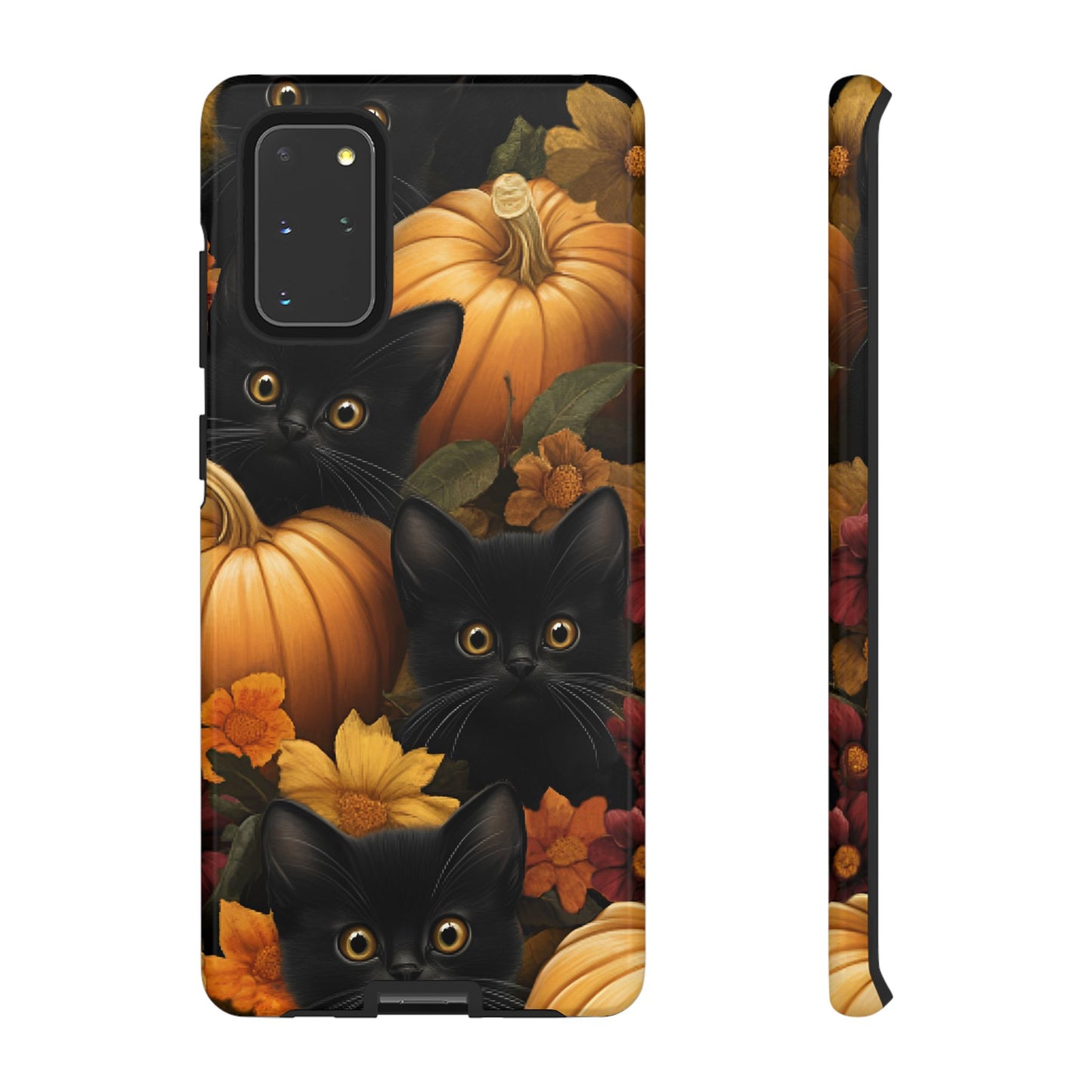 Black Cats and Pumpkins Phone Case - Cute Halloween Phone Cases - iPhone 16 15 14 13 12 11, Samsung Galaxy & Google Pixel Phone Covers