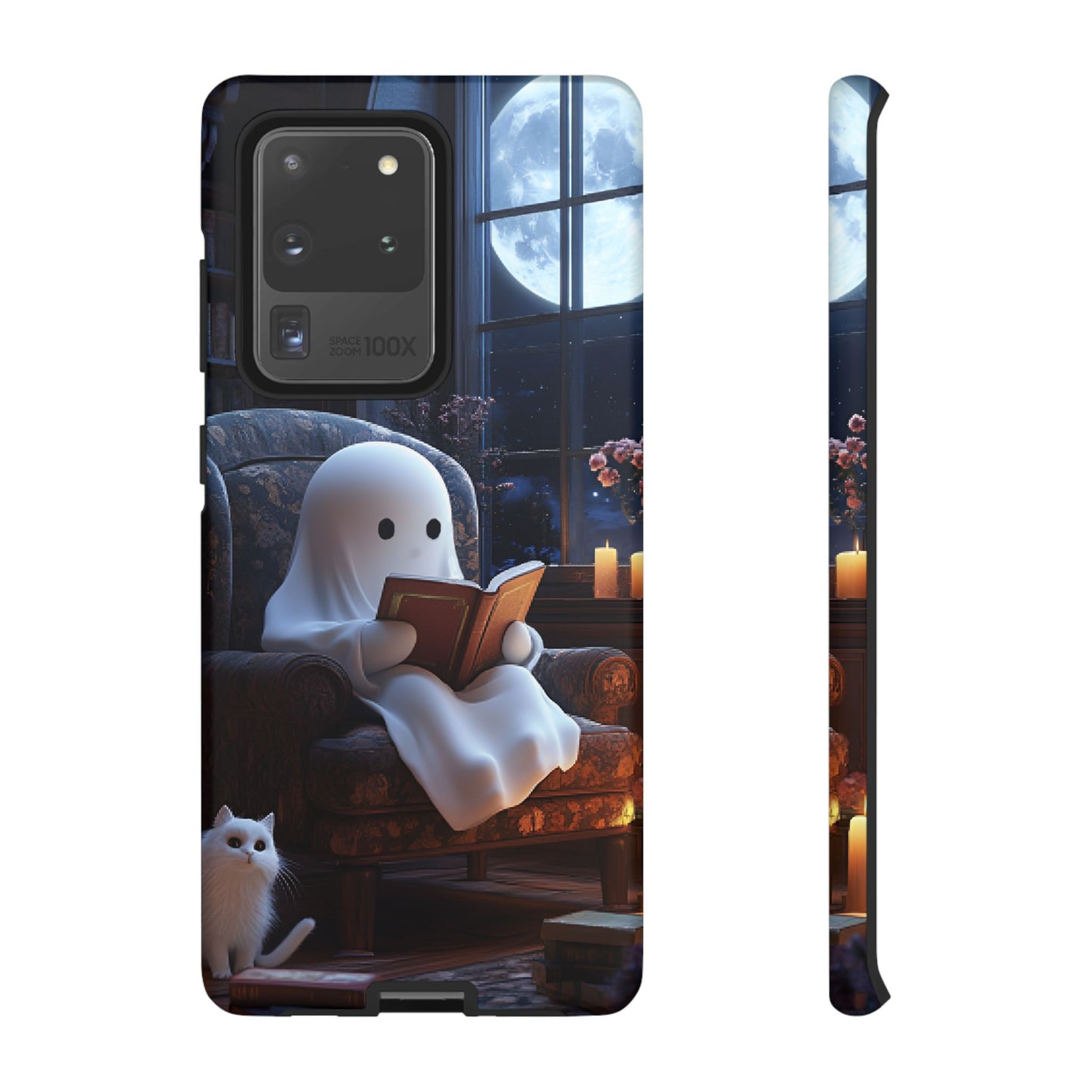 Ghost Reading Book Phone Case - Bookish Halloween Phone Cases - iPhone 16 15 14 13 12 11, Samsung Galaxy & Google Pixel Phone Covers