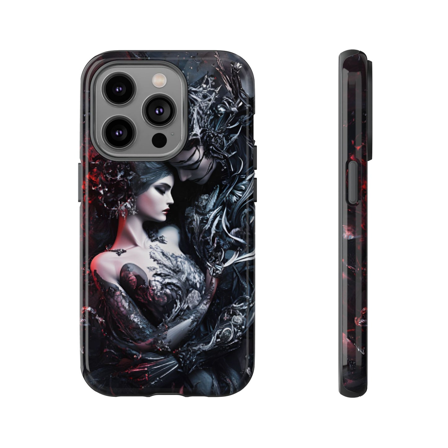 Gothic Couple Phone Case - Victorian Goth Valentine's Day Phone Cases for iPhone 16 15 14 13 12 11, Samsung Galaxy & Google Pixel