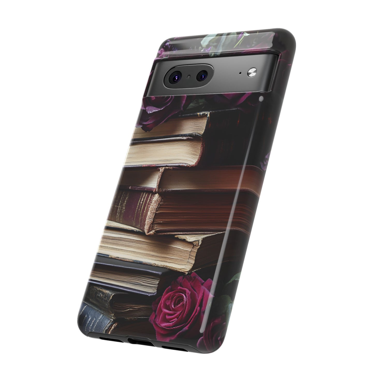 Books and Roses Phone Case - Bookish Dark Academia Phone Cover for iPhone 16 15 14 13 12 11, Samsung Galaxy & Google Pixel