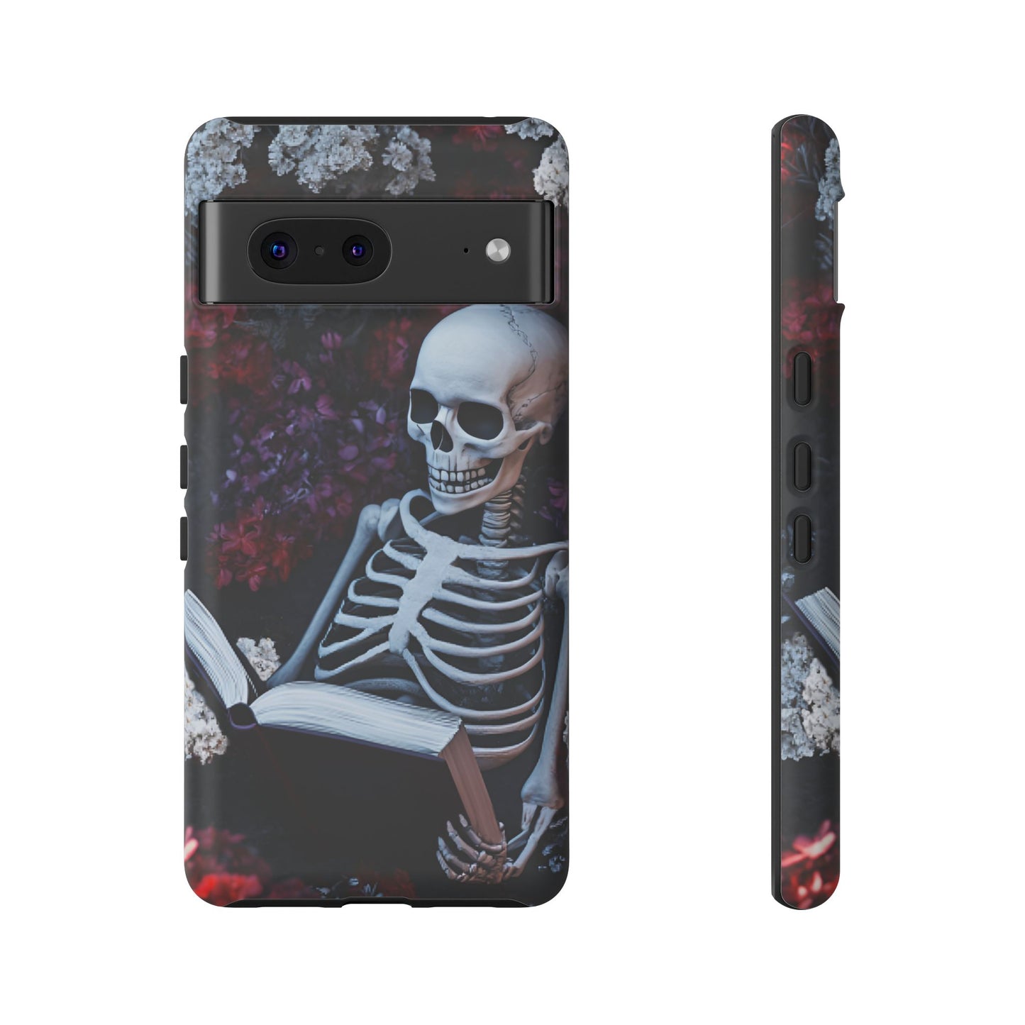 Skeleton Reading Book Phone Case - Bookish Halloween Phone Cases - iPhone 16 15 14 13 12 11, Samsung Galaxy & Google Pixel Phone Covers