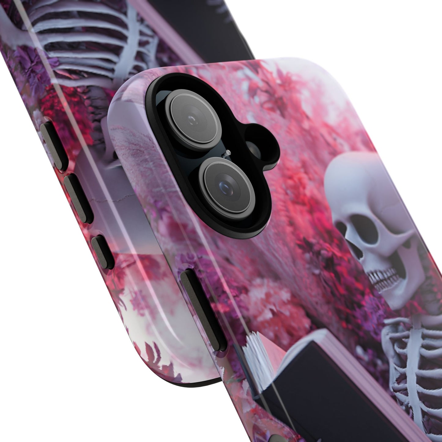 Bookish Skeleton Phone Case - Spooky Floral Halloween Phone Cases for Phone 16 15 14 13 12 11, Samsung Galaxy & Google Pixel