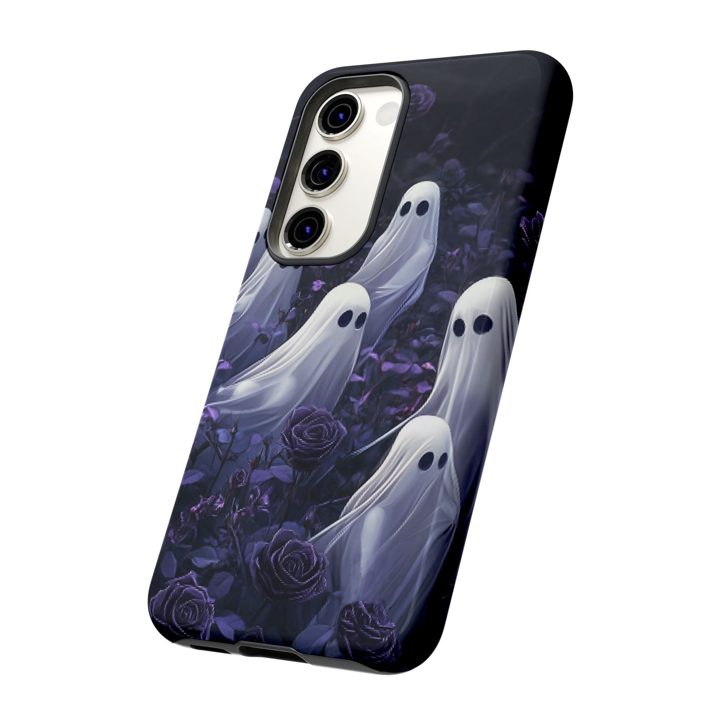 Halloween Phone Case - Ghosts in Purple Rose Garden for iPhone 16 15 14 13 12 11, Samsung Galaxy & Google Pixel Phone Covers