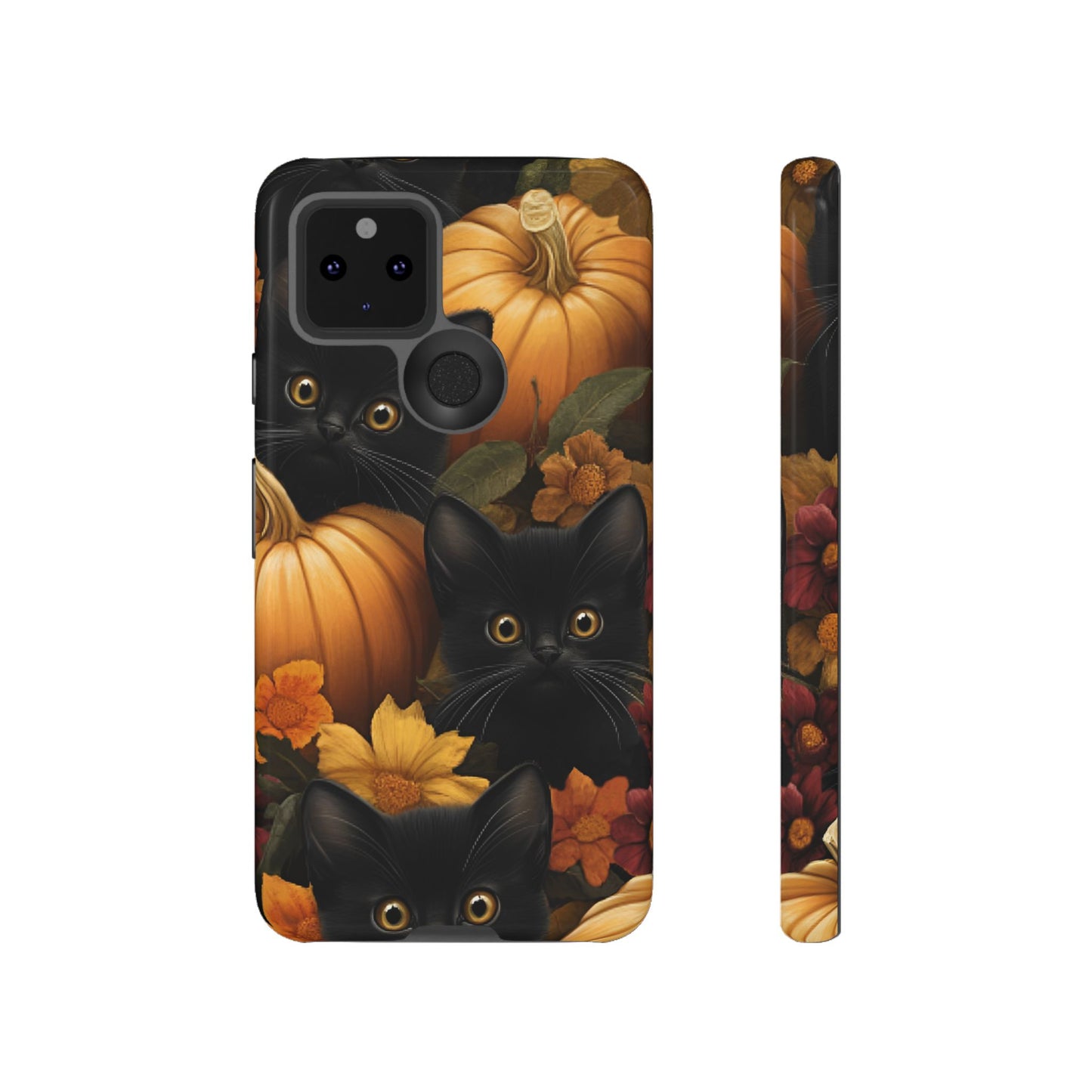 Black Cats and Pumpkins Phone Case - Cute Halloween Phone Cases for iPhone 16 15 14 13 12 11, Samsung Galaxy & Google Pixel