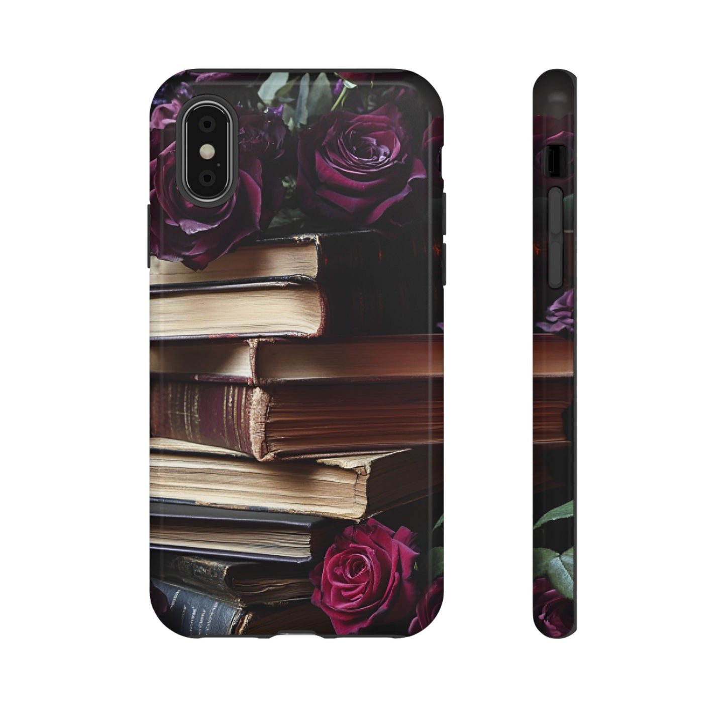 Books and Roses Phone Case - Bookish Dark Academia Phone Cover - iPhone 16 15 14 13 12 11, Samsung Galaxy & Google Pixel Phone Covers - Boo and Bewear