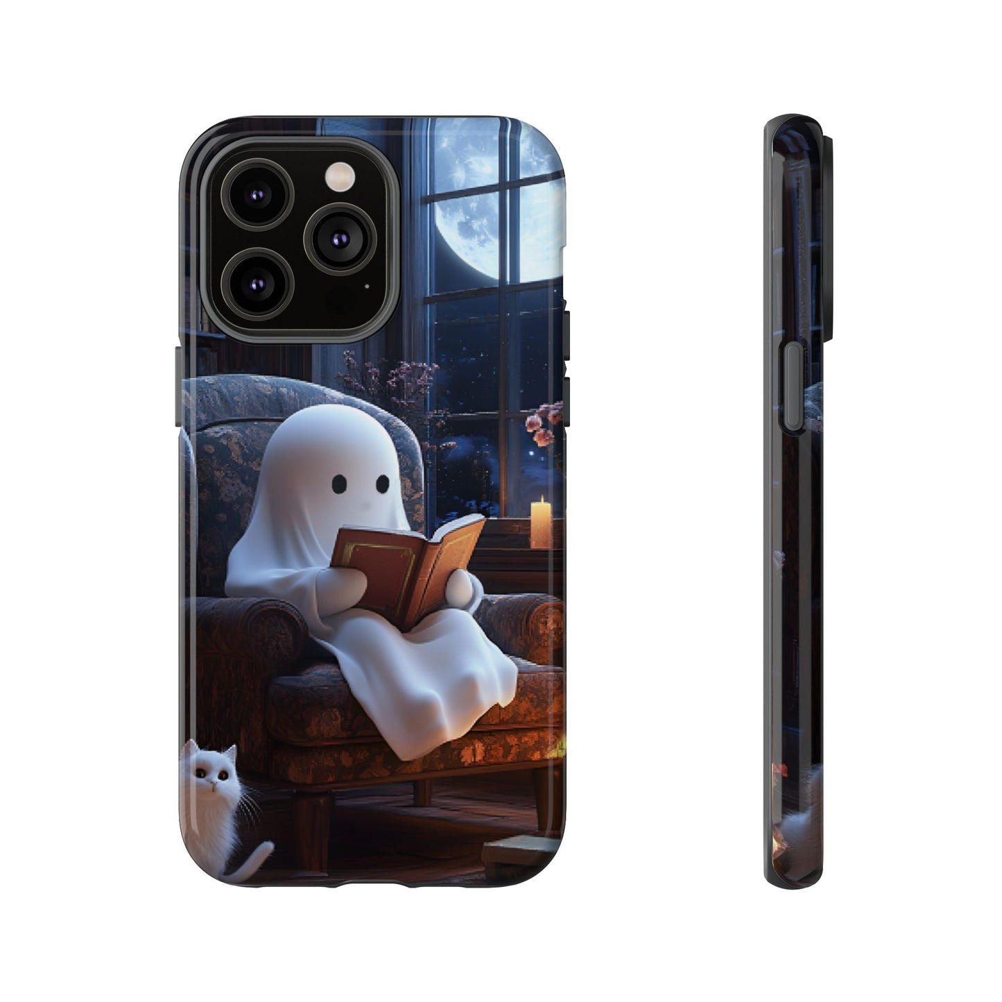 Ghost Reading Book Phone Case - Bookish Halloween Phone Cases - iPhone 16 15 14 13 12 11, Samsung Galaxy & Google Pixel Phone Covers