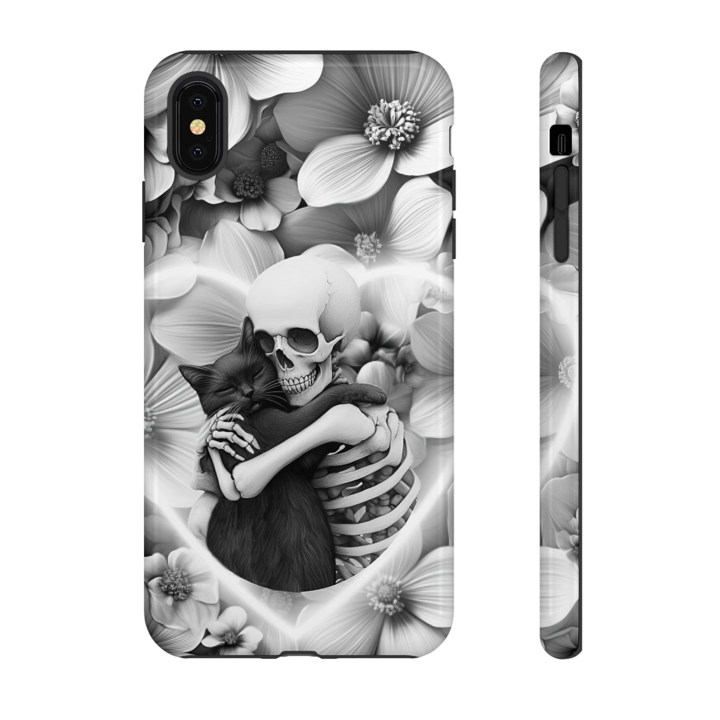 Skeleton & Black Cat Phone Case - Aesthetic Cat Lover Phone Cases- iPhone 16 15 14 13 12 11, Samsung Galaxy & Google Pixel Phone Covers - Boo and Bewear