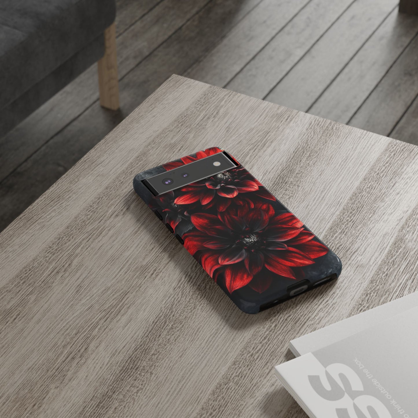 Black and Red Flower Phone Case - Gothic Dark Floral Phone Cases for iPhone 16 15 14 13 12 11, Samsung Galaxy & Google Pixel