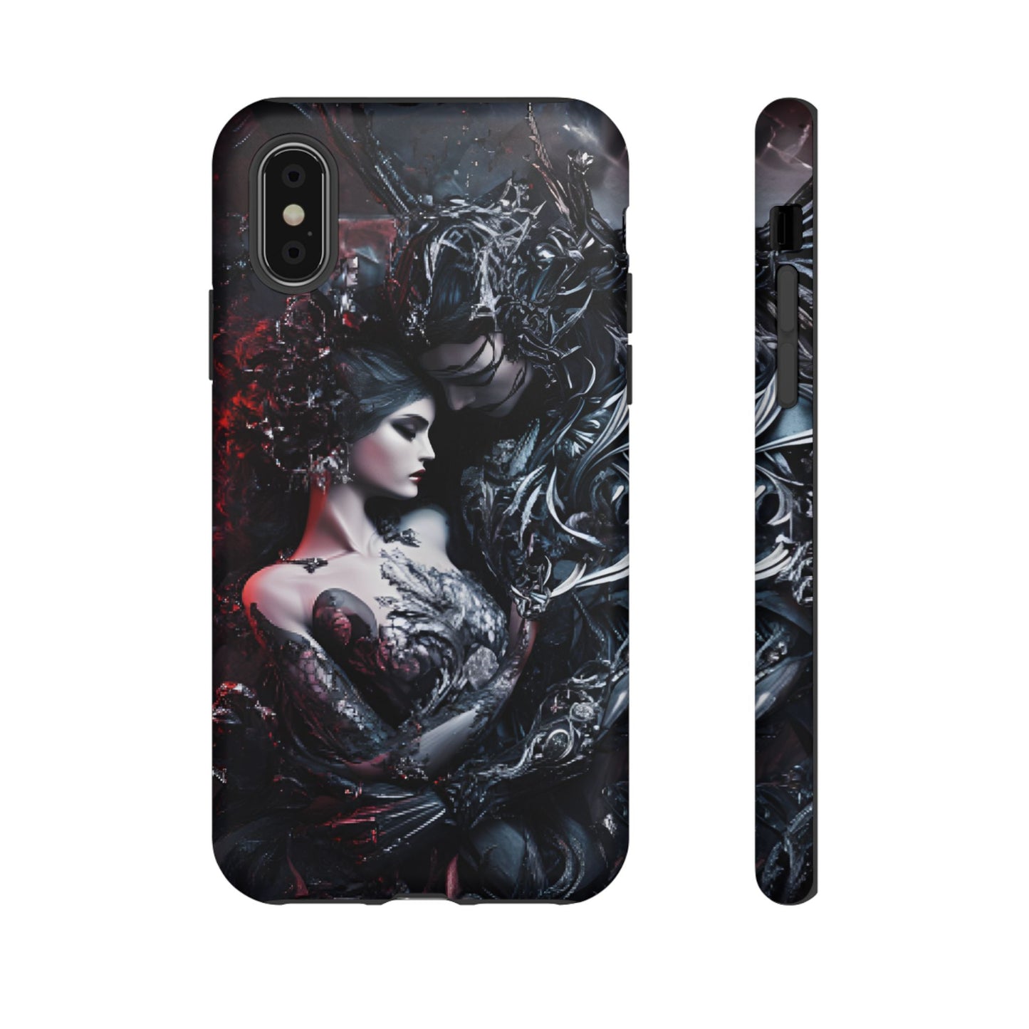 Gothic Couple Phone Case - Victorian Goth Valentine's Day Phone Cases for iPhone 16 15 14 13 12 11, Samsung Galaxy & Google Pixel