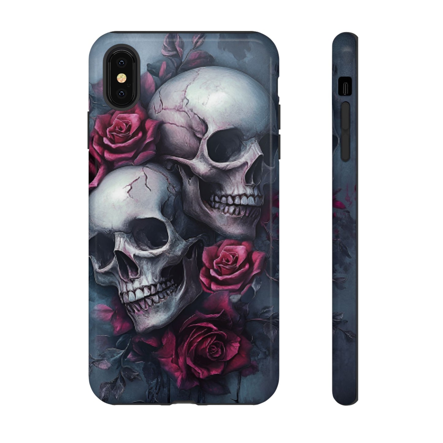 Skulls and Roses Phone Case - Gothic Dark Romance Phone Cases for iPhone 16 15 14 13 12 11, Samsung Galaxy & Google Pixel