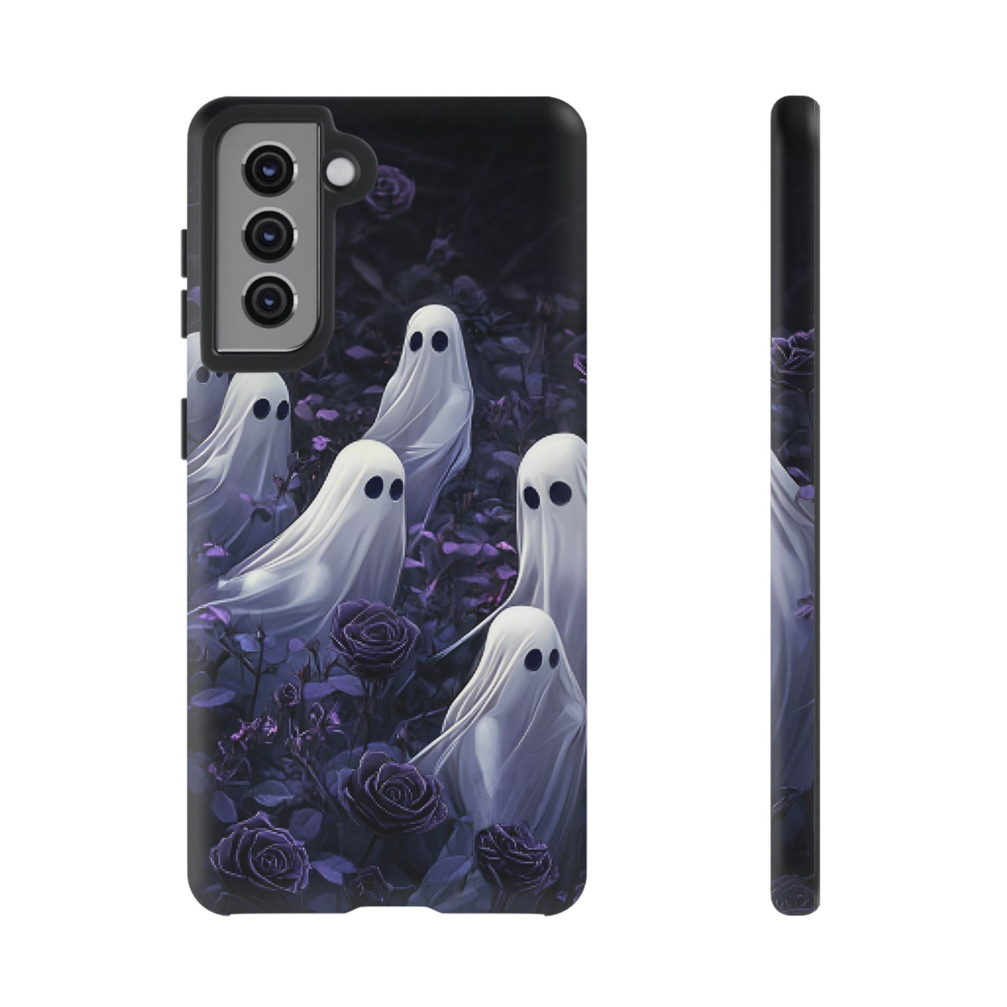 Halloween Phone Case - Ghosts in Purple Rose Garden for iPhone 16 15 14 13 12 11, Samsung Galaxy & Google Pixel Phone Covers