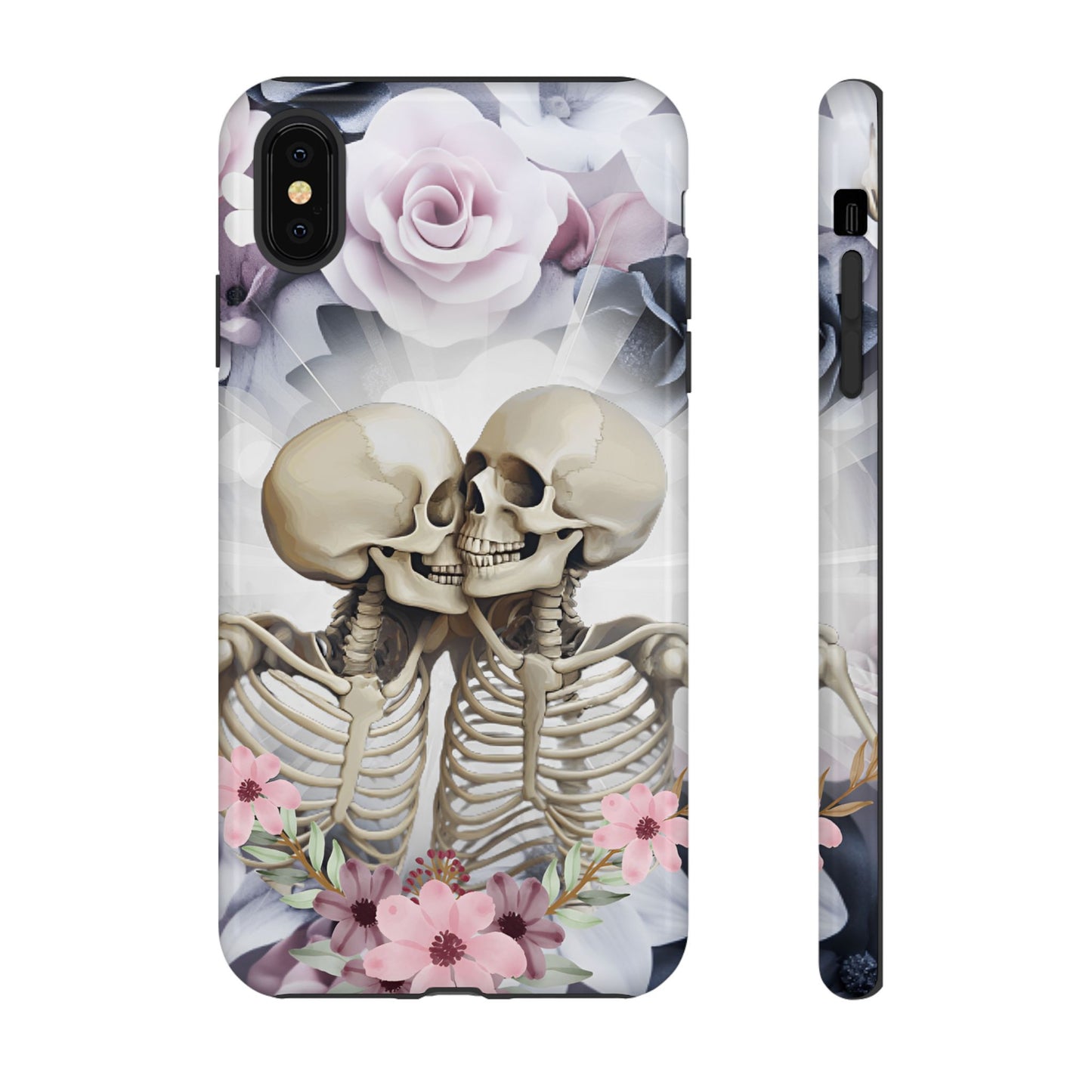 Skeleton Couple Phone Case - Floral Love Halloween Phone Cases - iPhone 16 15 14 13 12 11, Samsung Galaxy & Google Pixel Phone Covers - Boo and Bewear