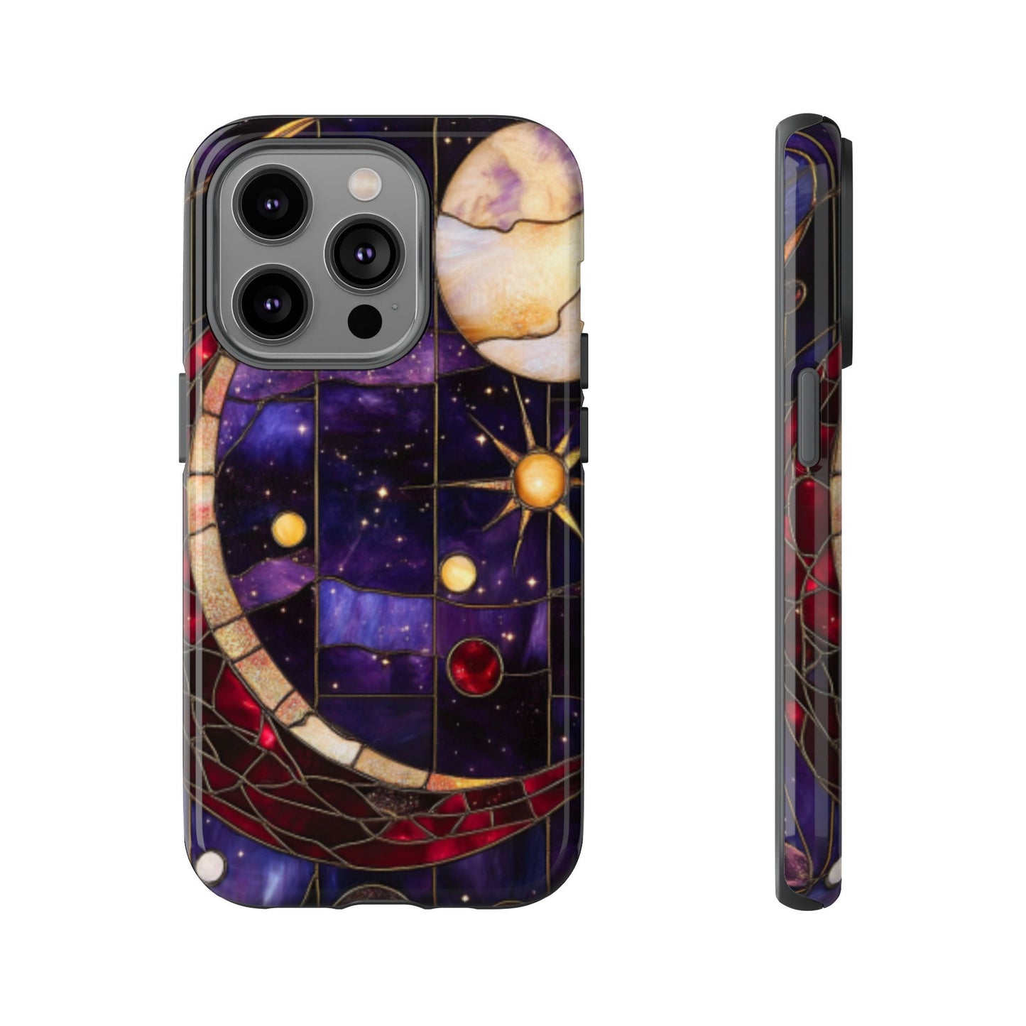 Celestial Stained Glass Phone Case for iPhone 16 15 14 13 12 11, Samsung Galaxy & Google Pixel