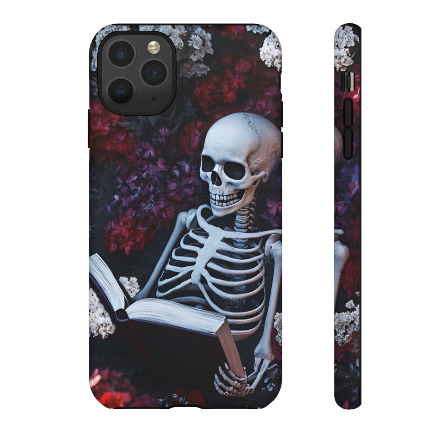 Skeleton Reading Book Phone Case - Bookish Halloween Phone Cases for iPhone 16 15 14 13 12 11, Samsung Galaxy & Google Pixel