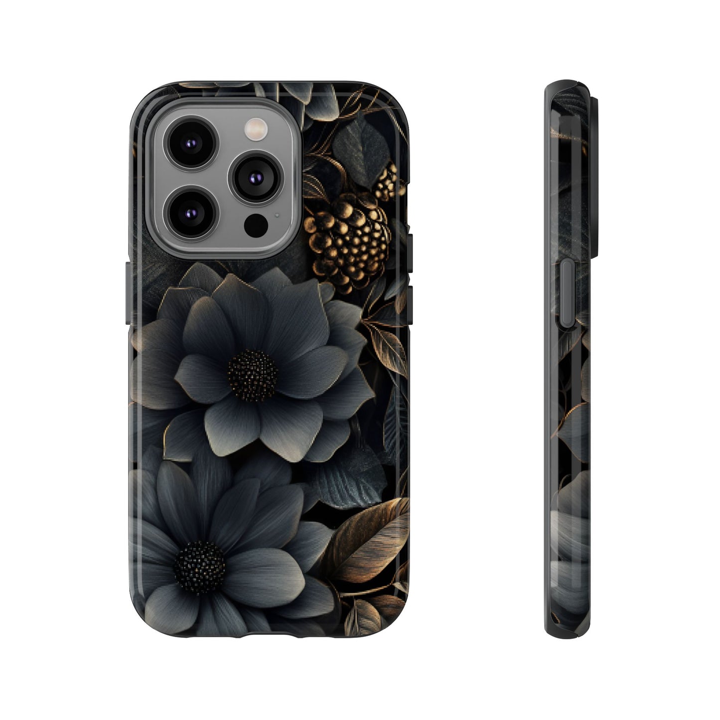 Dark Flower Phone Case for iPhone 16 15 14 13 12 11, Samsung Galaxy & Google Pixel