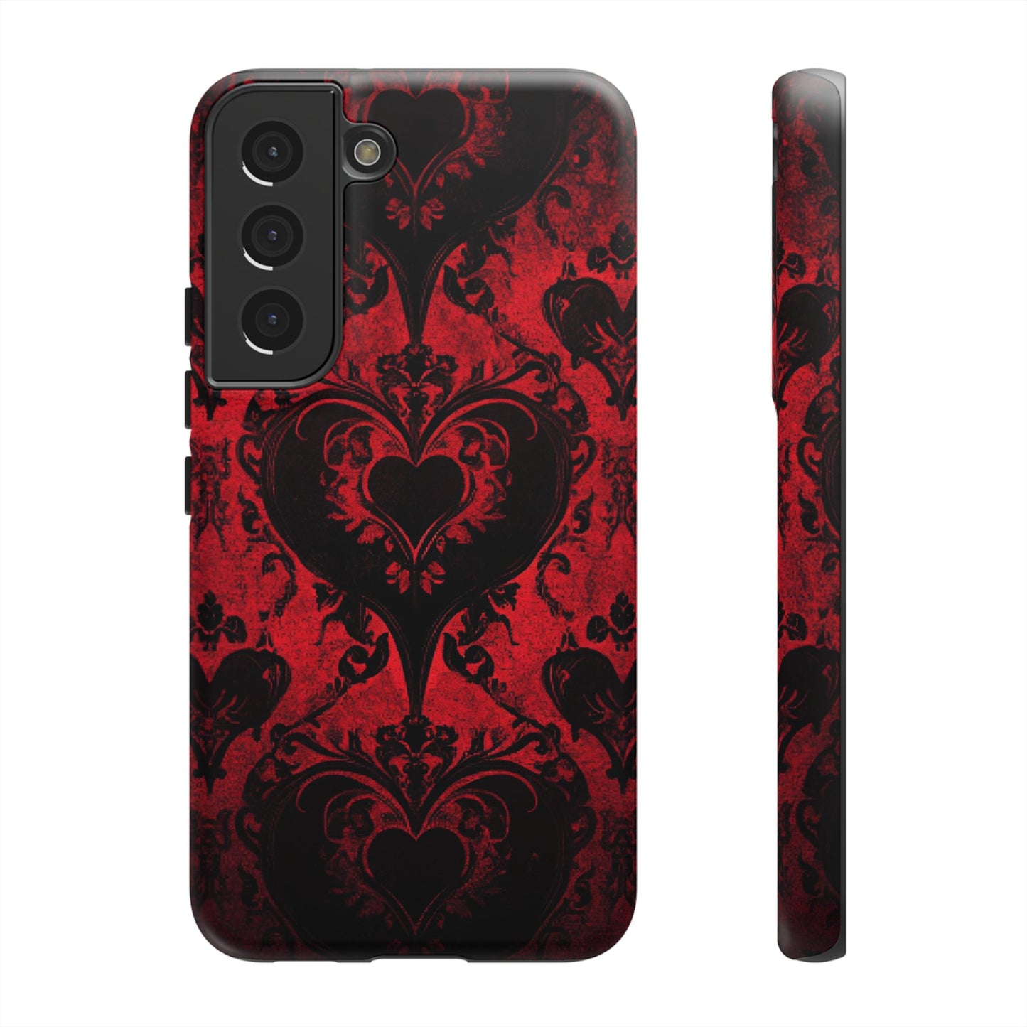 Gothic Dark Romance Phone Case - Black Hearts Phone Cover - iPhone 16 15 14 13 12 11, Samsung Galaxy & Google Pixel Phone Covers