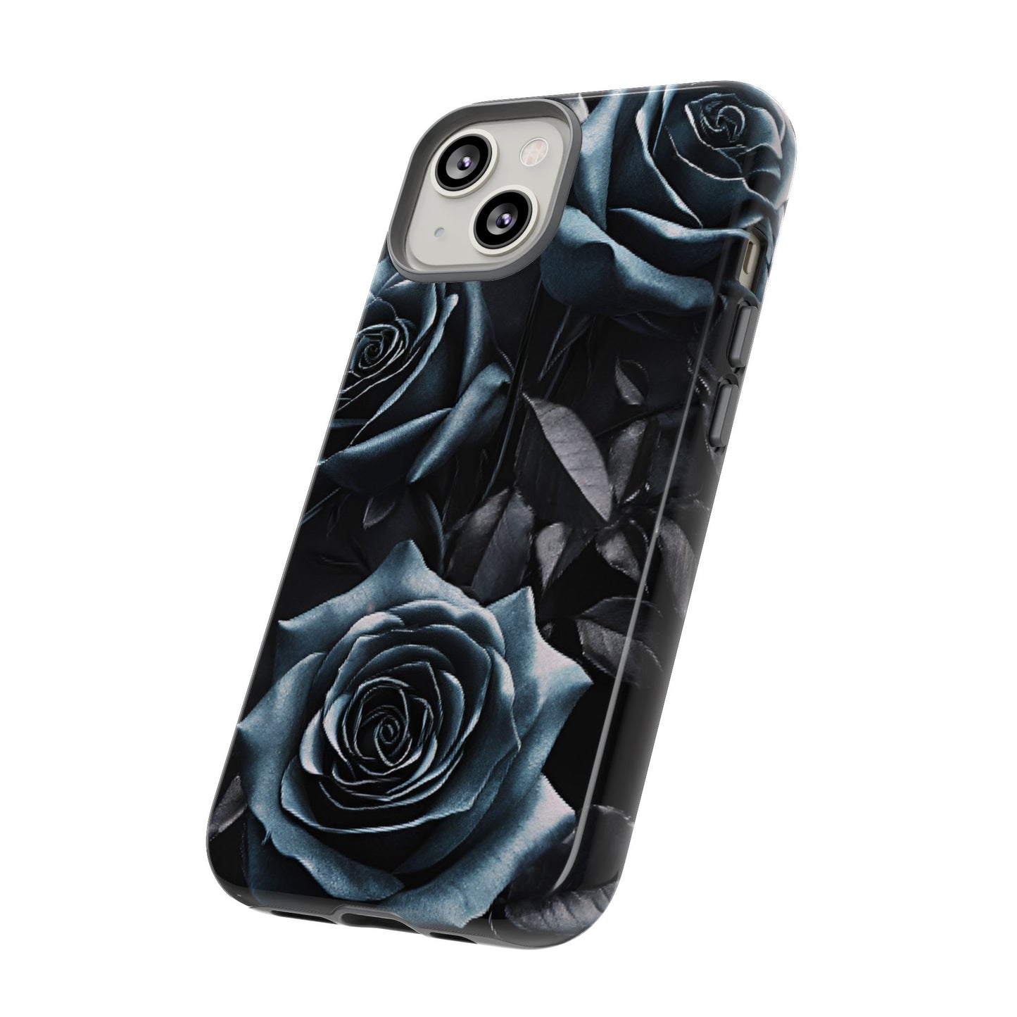 Black and Blue Roses Phone Case - Dark and Moody Gothic Flower Phone Cases - iPhone 16 15 14 13 12 11, Samsung Galaxy & Google Pixel Phone Covers