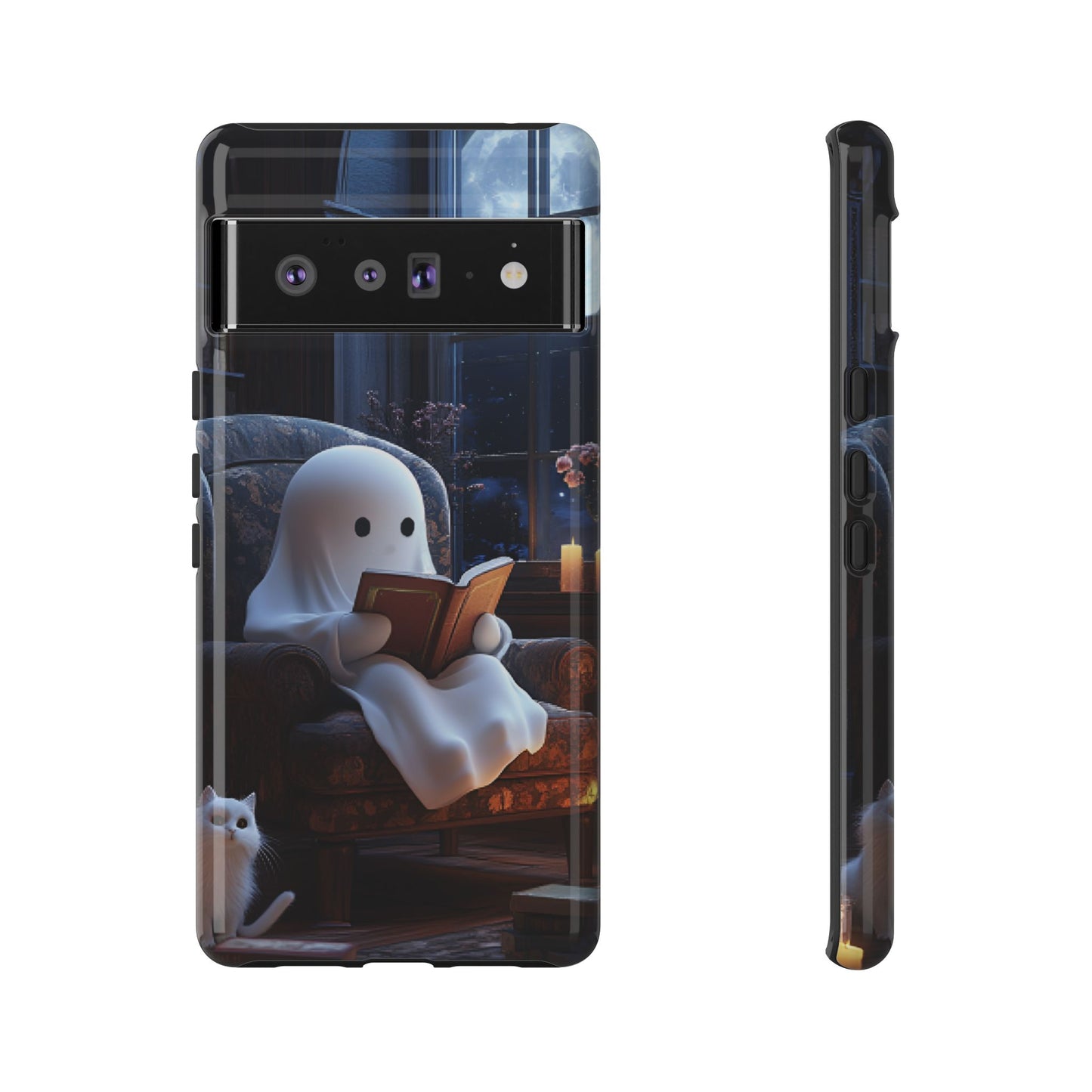 Ghost Reading Book Phone Case - Bookish Halloween Phone Cases for iPhone 16 15 14 13 12 11, Samsung Galaxy & Google Pixel