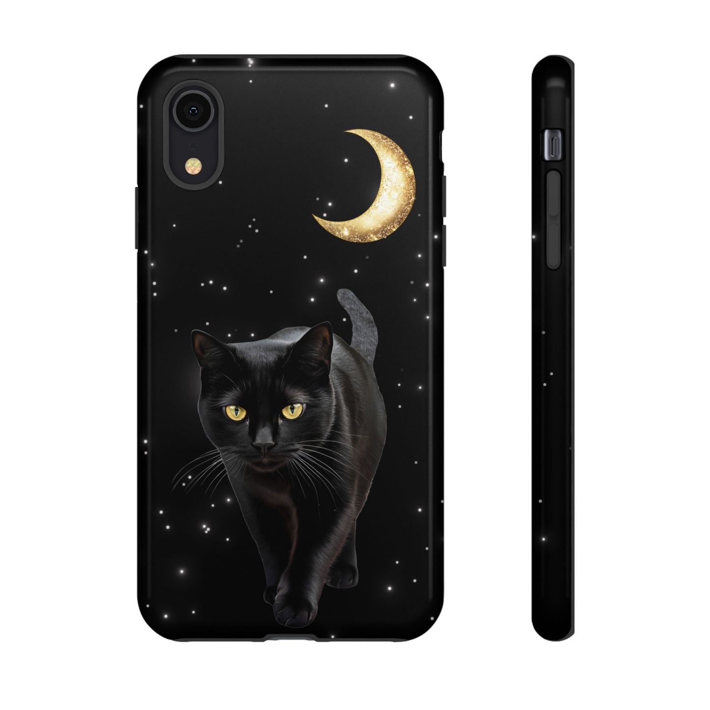 Black Cat and Moon Phone Case - Celestial Cat Lover Phone Cases - iPhone 16 15 14 13 12 11, Samsung Galaxy & Google Pixel Phone Covers - Boo and Bewear