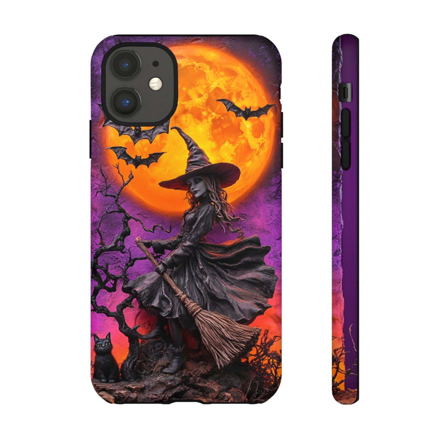 Witch and Bats Phone Case - Witchy Halloween Phone Cases - iPhone 16 15 14 13 12 11, Samsung Galaxy & Google Pixel Phone Covers