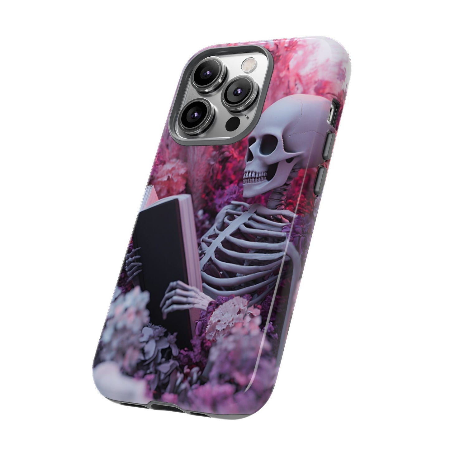 Bookish Skeleton Phone Case - Spooky Floral Halloween Phone Cases for Phone 16 15 14 13 12 11, Samsung Galaxy & Google Pixel