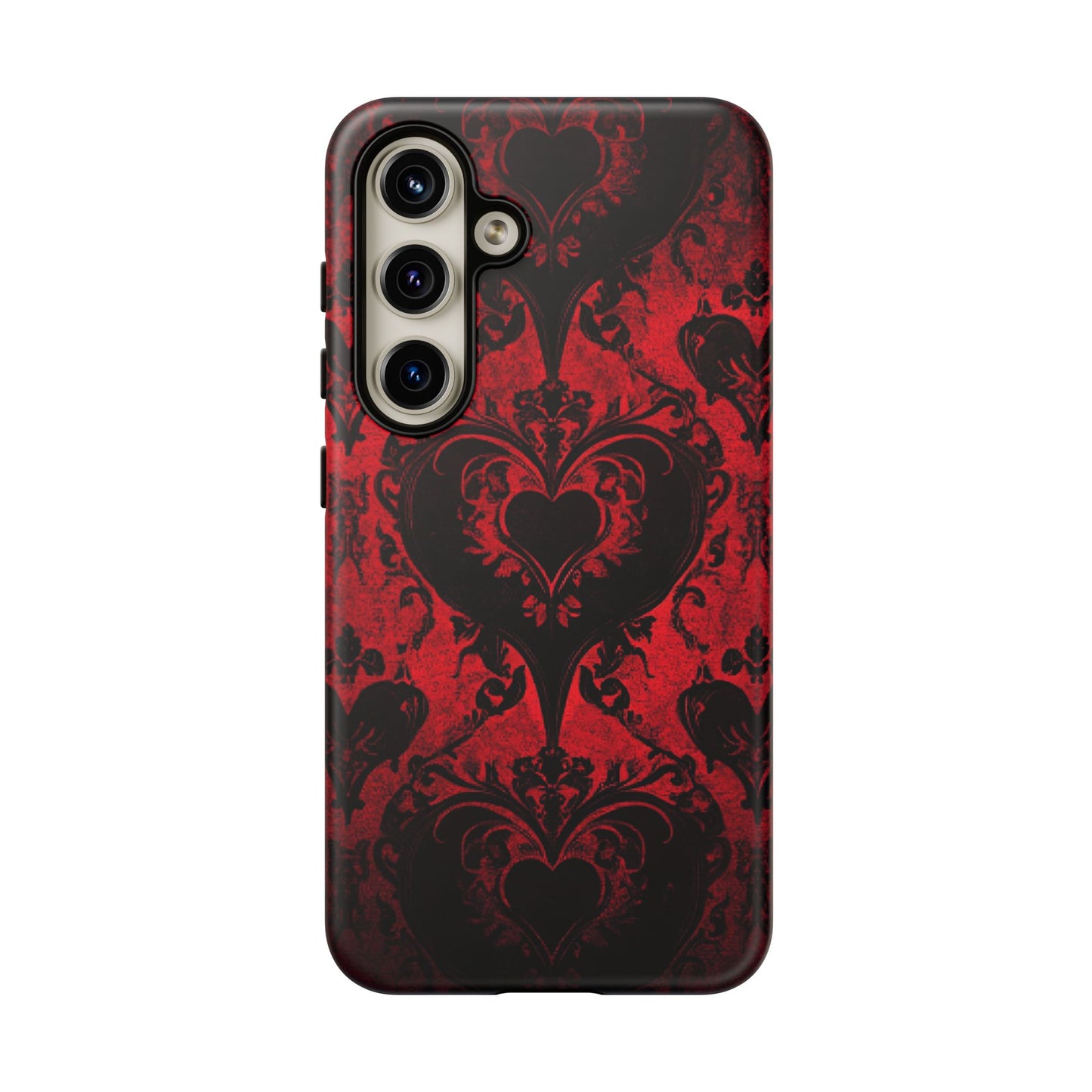 Gothic Dark Romance Phone Case - Black Hearts Phone Cover - iPhone 16 15 14 13 12 11, Samsung Galaxy & Google Pixel Phone Covers