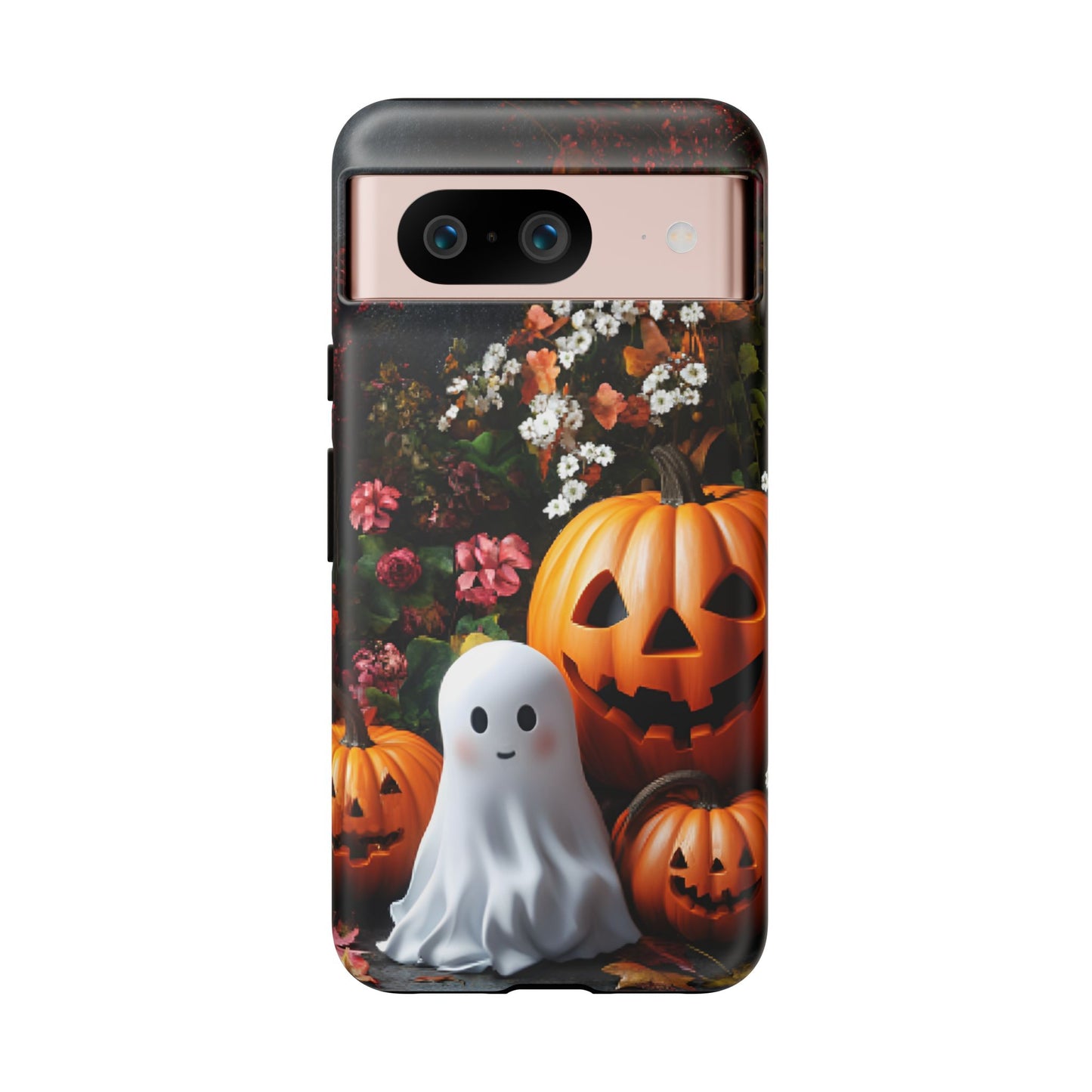 Halloween Phone Case with Cute Ghost and Pumpkins for iPhone 16 15 14 13 12 11, Samsung Galaxy & Google Pixel