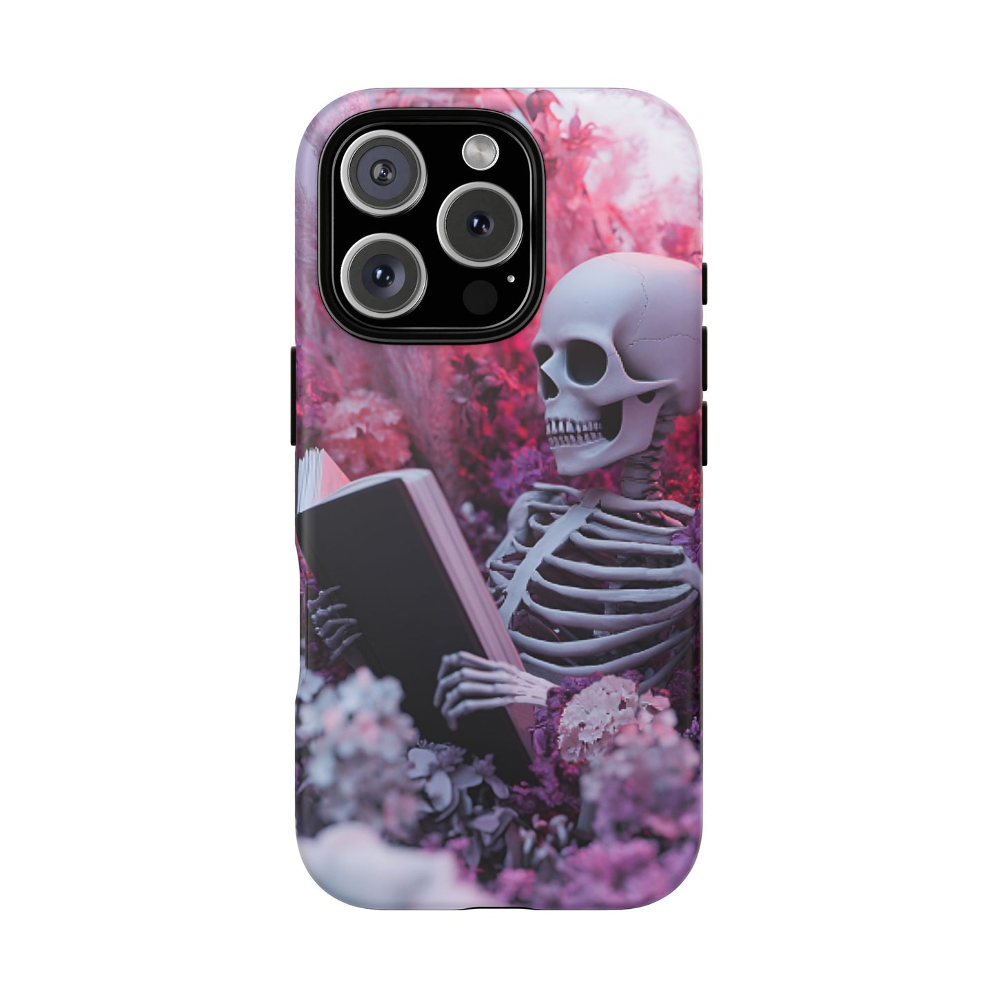 Bookish Skeleton Phone Case - Spooky Floral Halloween Phone Cases - Phone 16 15 14 13 12 11, Samsung Galaxy & Google Pixel Phone Covers