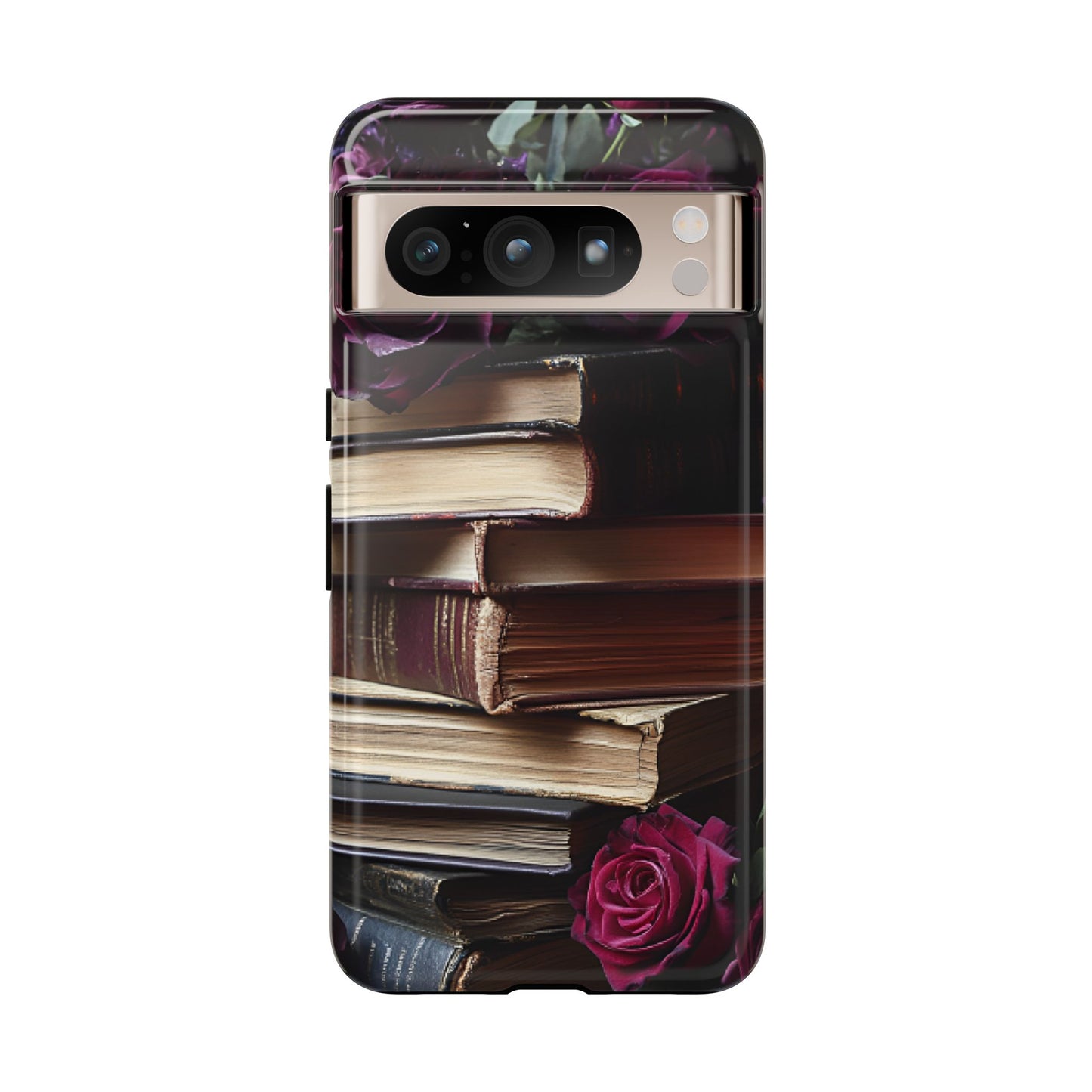 Books and Roses Phone Case - Bookish Dark Academia Phone Cover - iPhone 16 15 14 13 12 11, Samsung Galaxy & Google Pixel Phone Covers