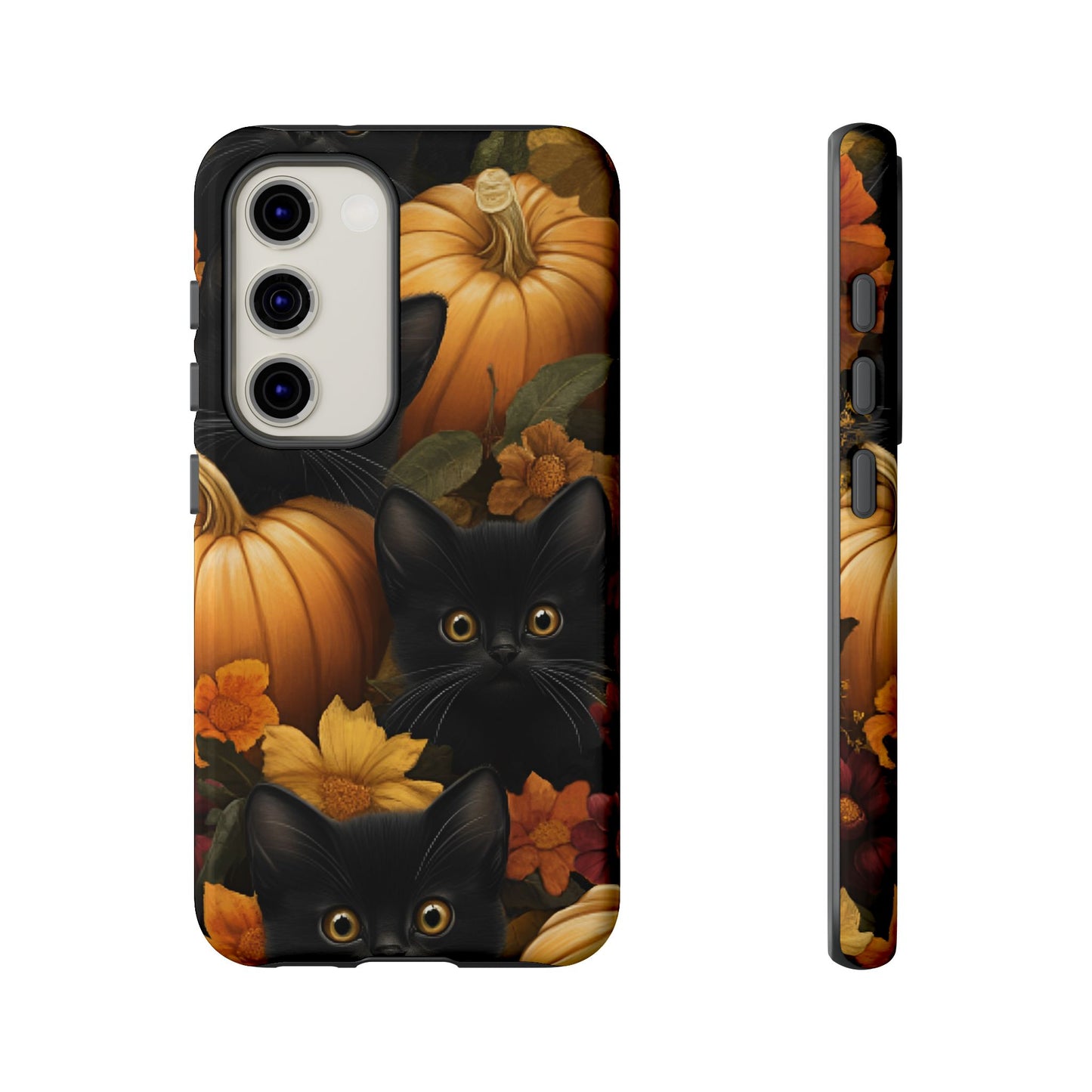 Black Cats and Pumpkins Phone Case - Cute Halloween Phone Cases for iPhone 16 15 14 13 12 11, Samsung Galaxy & Google Pixel