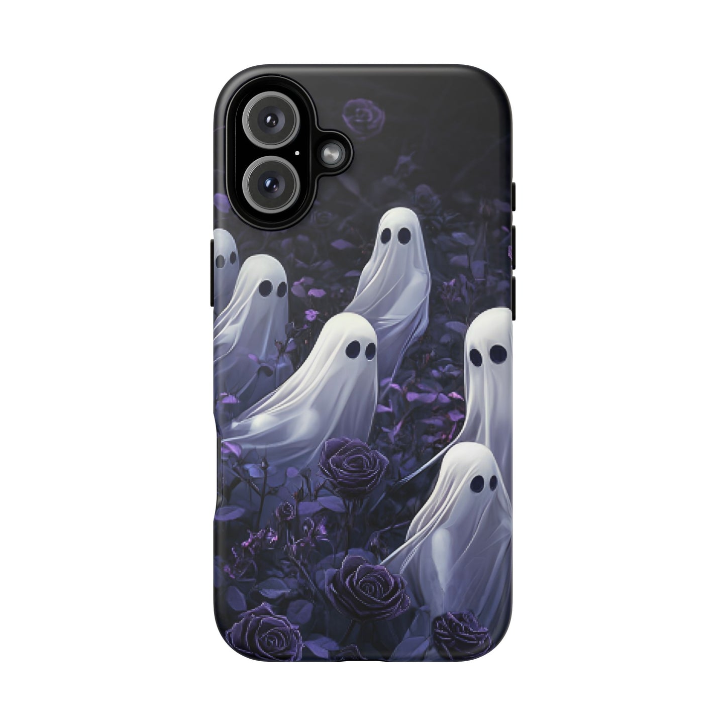 Halloween Phone Case - Ghosts in Purple Rose Garden - iPhone 16 15 14 13 12 11, Samsung Galaxy & Google Pixel Phone Covers