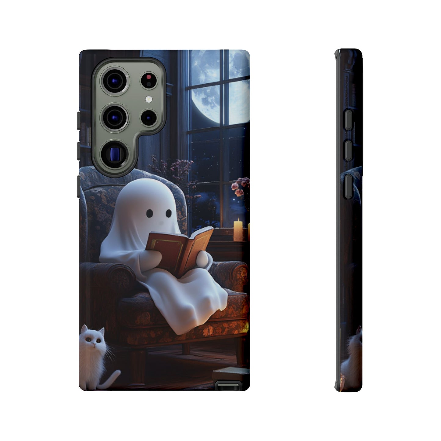 Ghost Reading Book Phone Case - Bookish Halloween Phone Cases for iPhone 16 15 14 13 12 11, Samsung Galaxy & Google Pixel