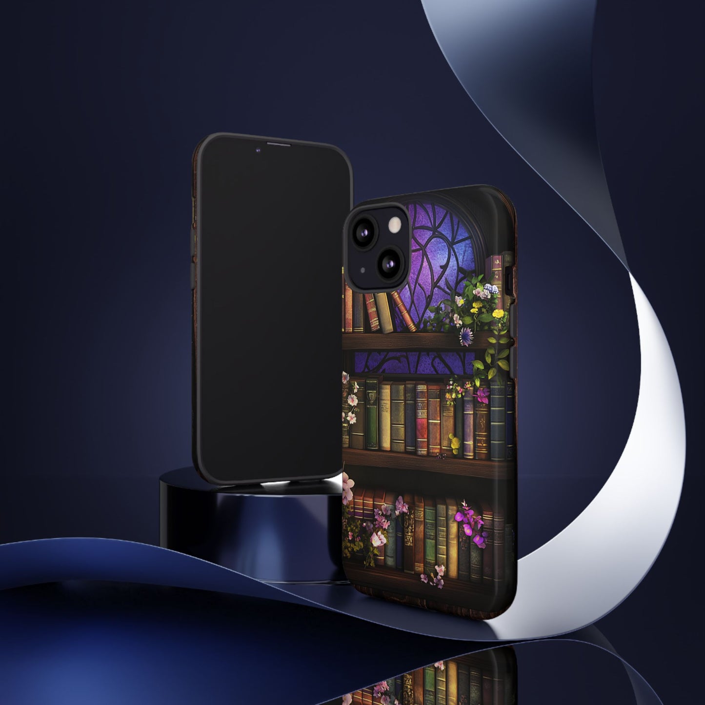 Bookshelf Phone Case - Dark Academia Stained Glass Phone Cases for iPhone 16 15 14 13 12 11, Samsung Galaxy & Google Pixel