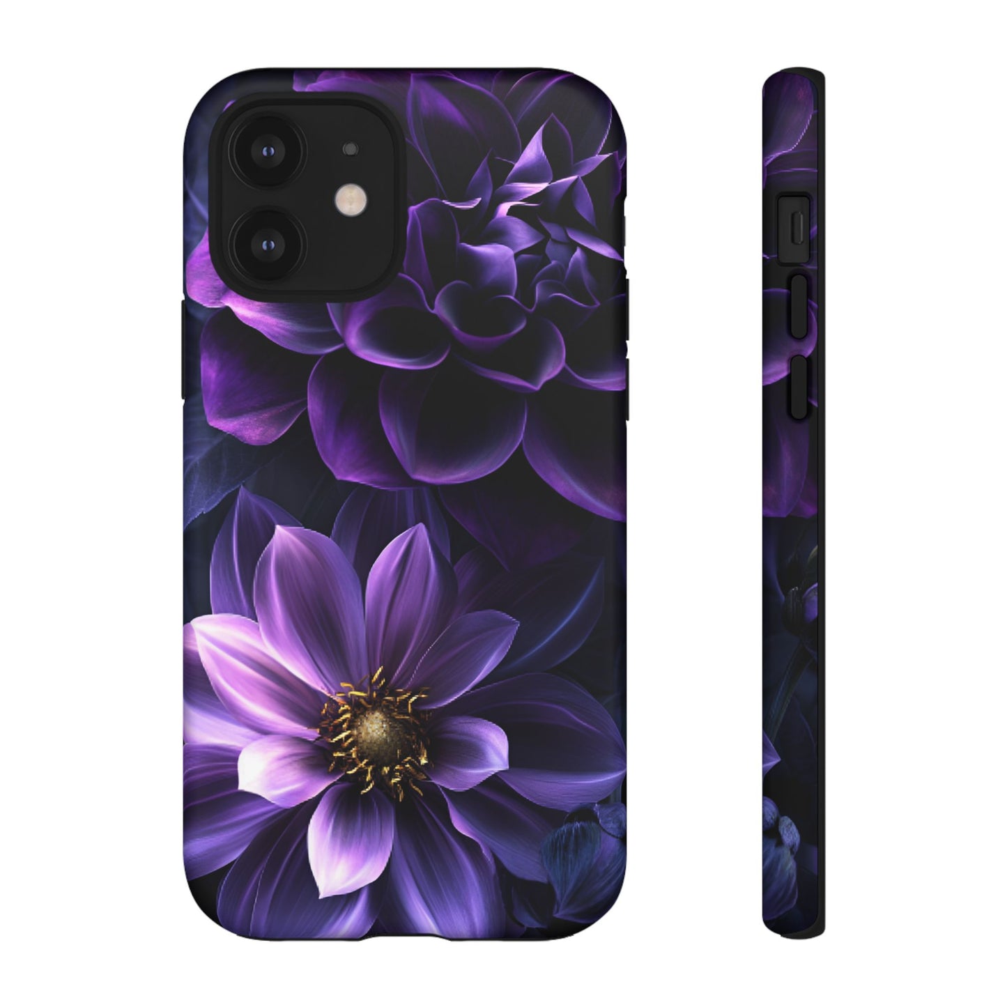 Black and Purple Flowers Phone Case - Dark Gothic Bloom Phone Cases for iPhone 16 15 14 13 12 11, Samsung Galaxy & Google Pixel