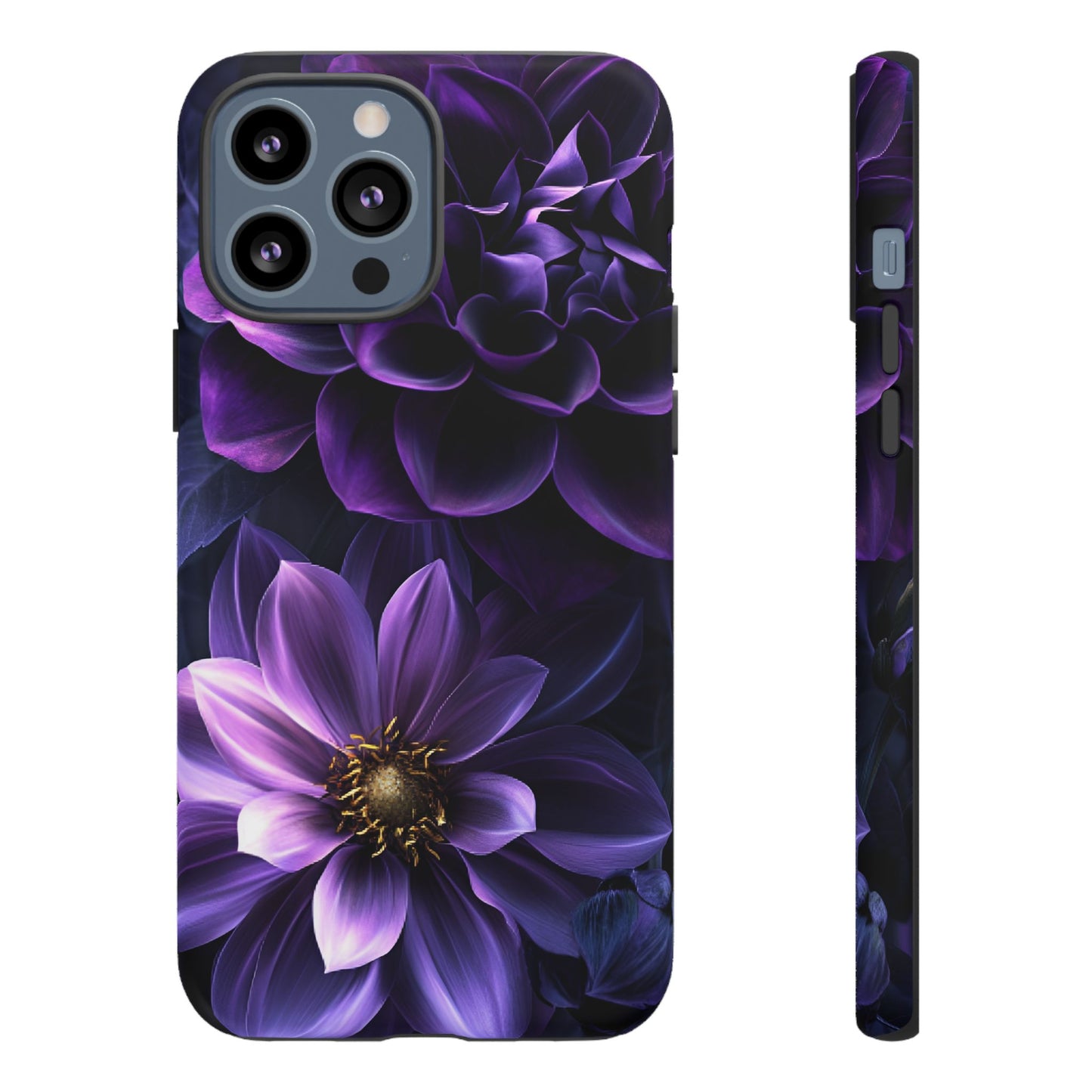 Black and Purple Flowers Phone Case - Dark Gothic Bloom Phone Cases for iPhone 16 15 14 13 12 11, Samsung Galaxy & Google Pixel