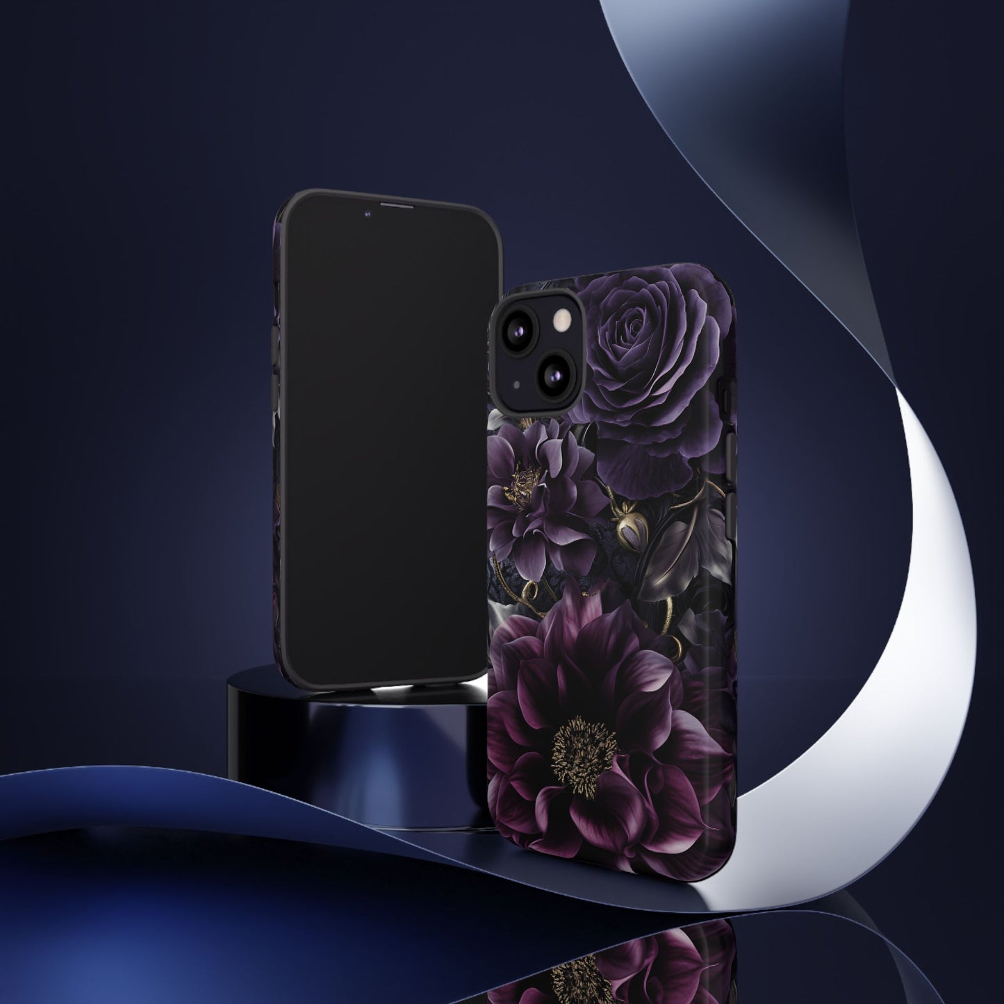 Gothic Dark Floral Phone Case - Aesthetic Purple and Gold Flowers for iPhone 16 15 14 13 12 11, Samsung Galaxy & Google Pixel